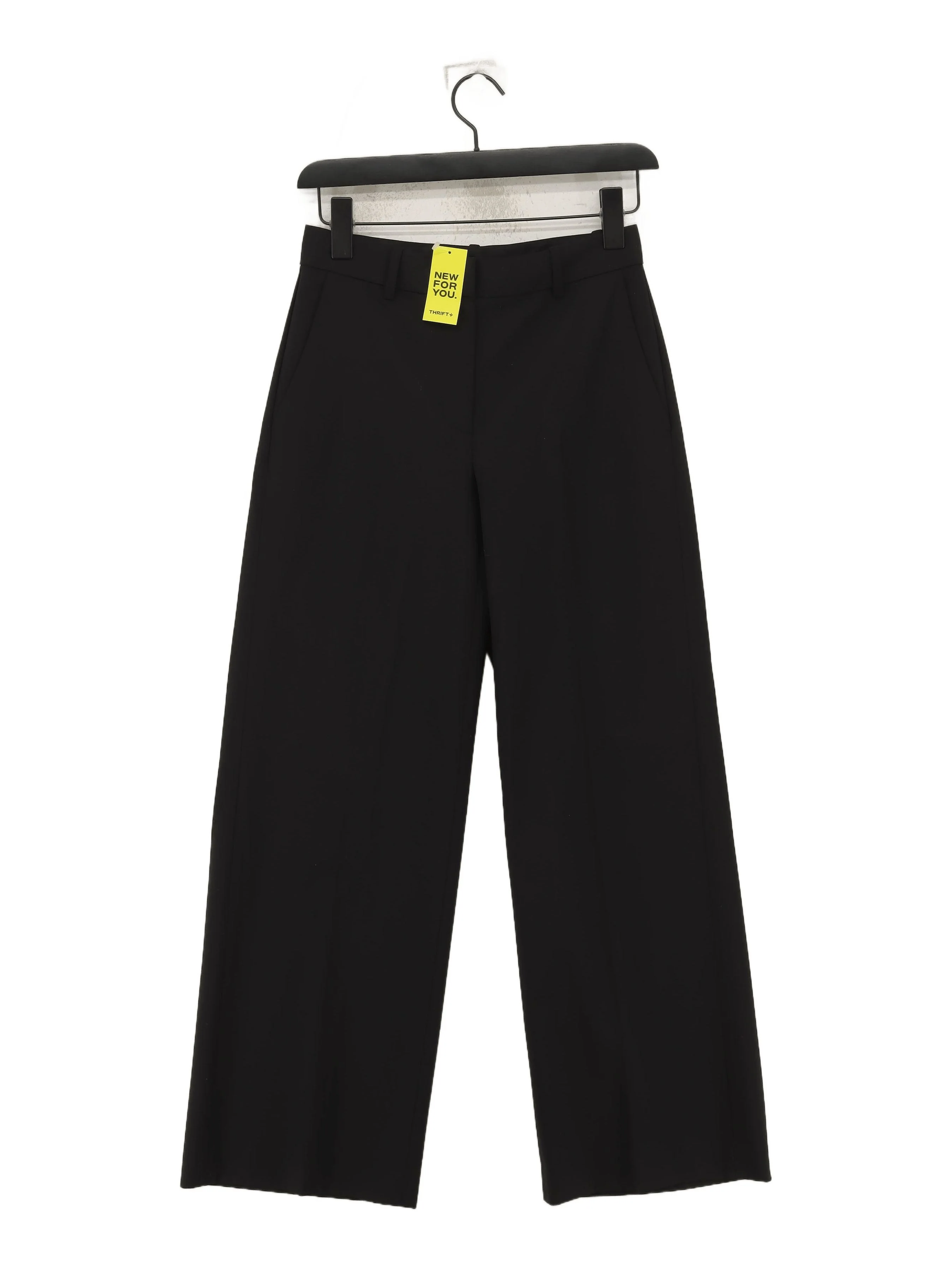 Theory Women's Trousers UK 4 Black Wool with Elastane, Rayon Wide-Leg Chino