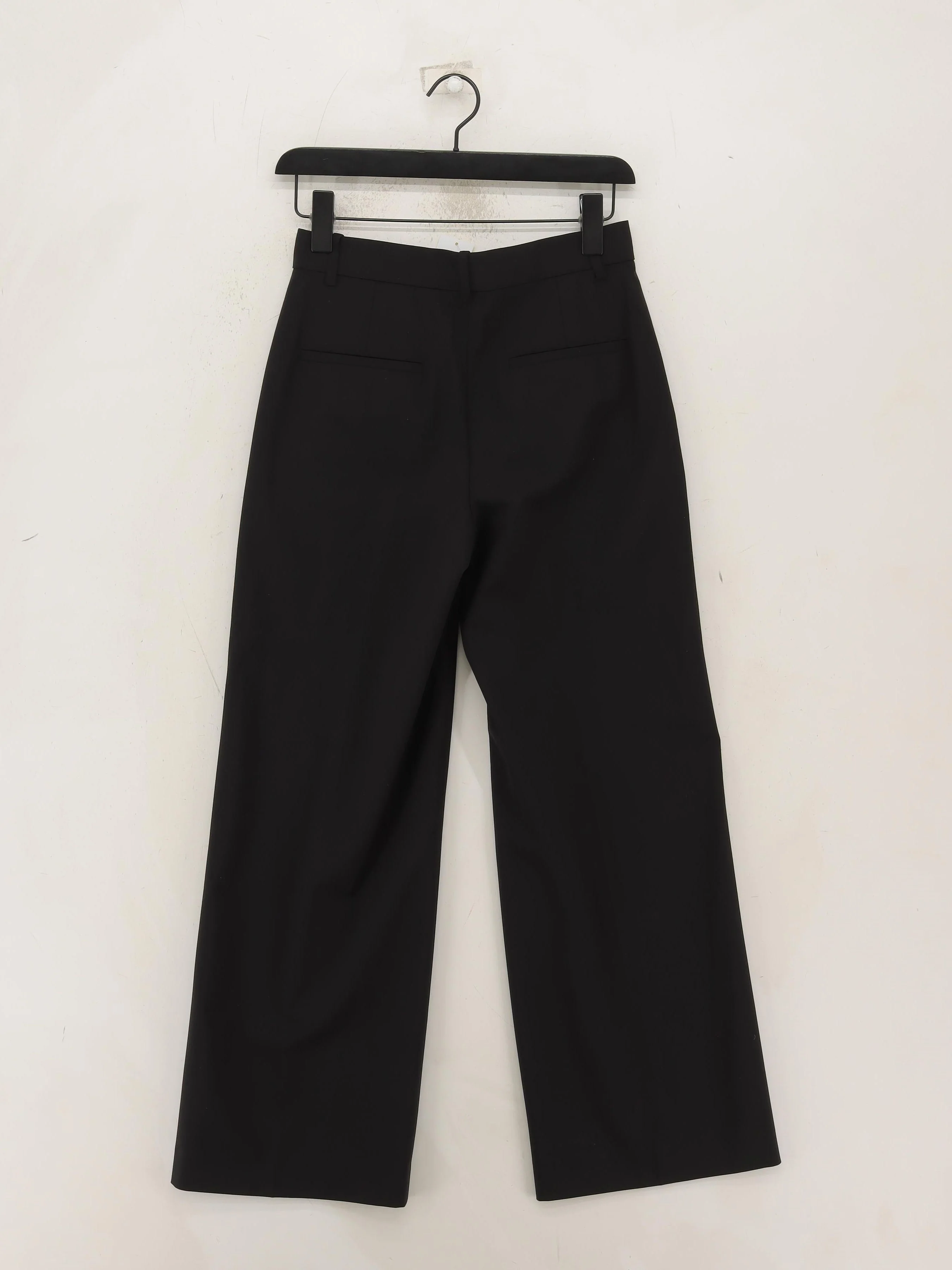 Theory Women's Trousers UK 4 Black Wool with Elastane, Rayon Wide-Leg Chino - Image 2