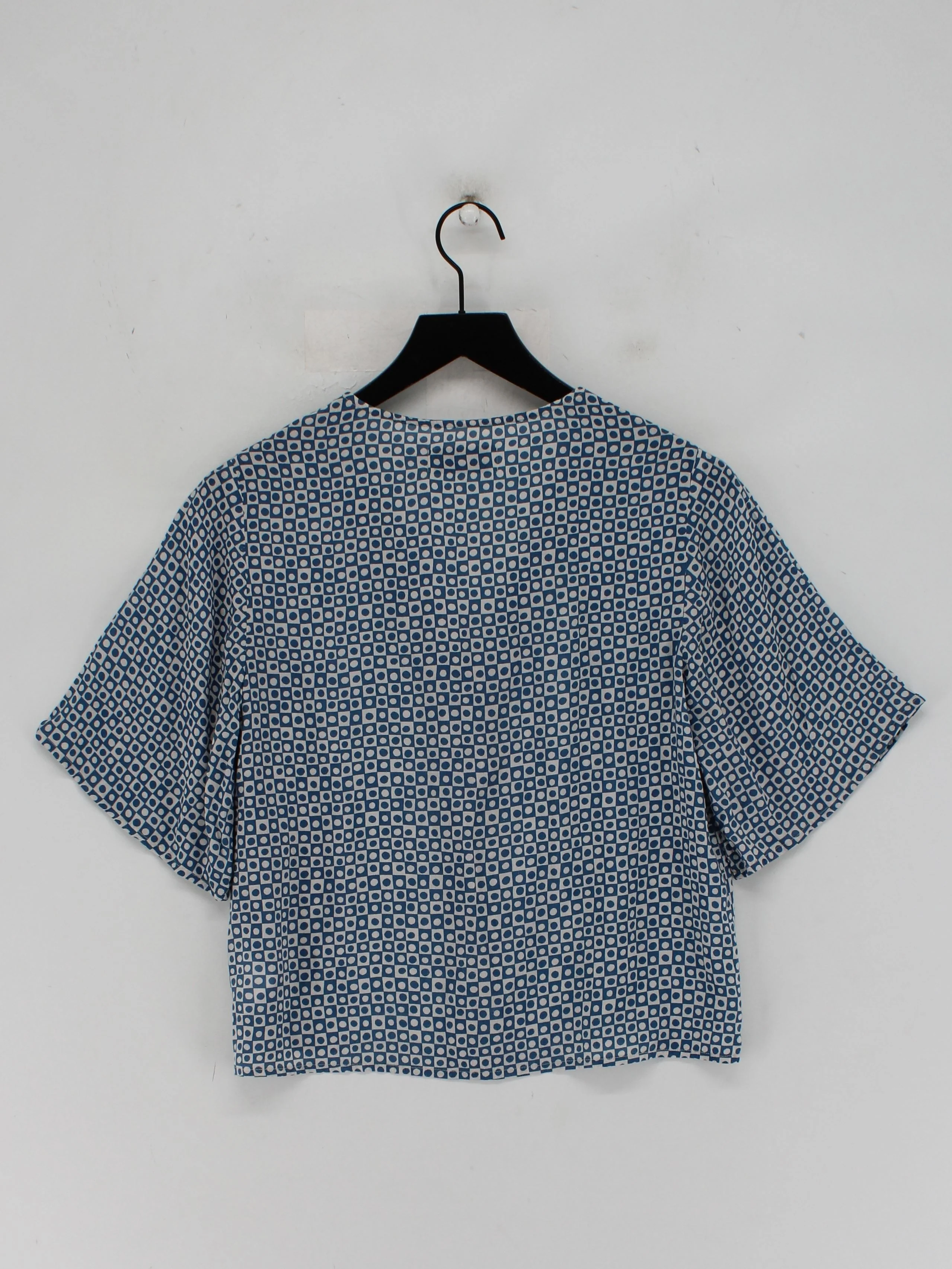 Thinking MU Women's Blouse S Blue 100% Viscose Short Sleeve V-Neck Basic - Image 2