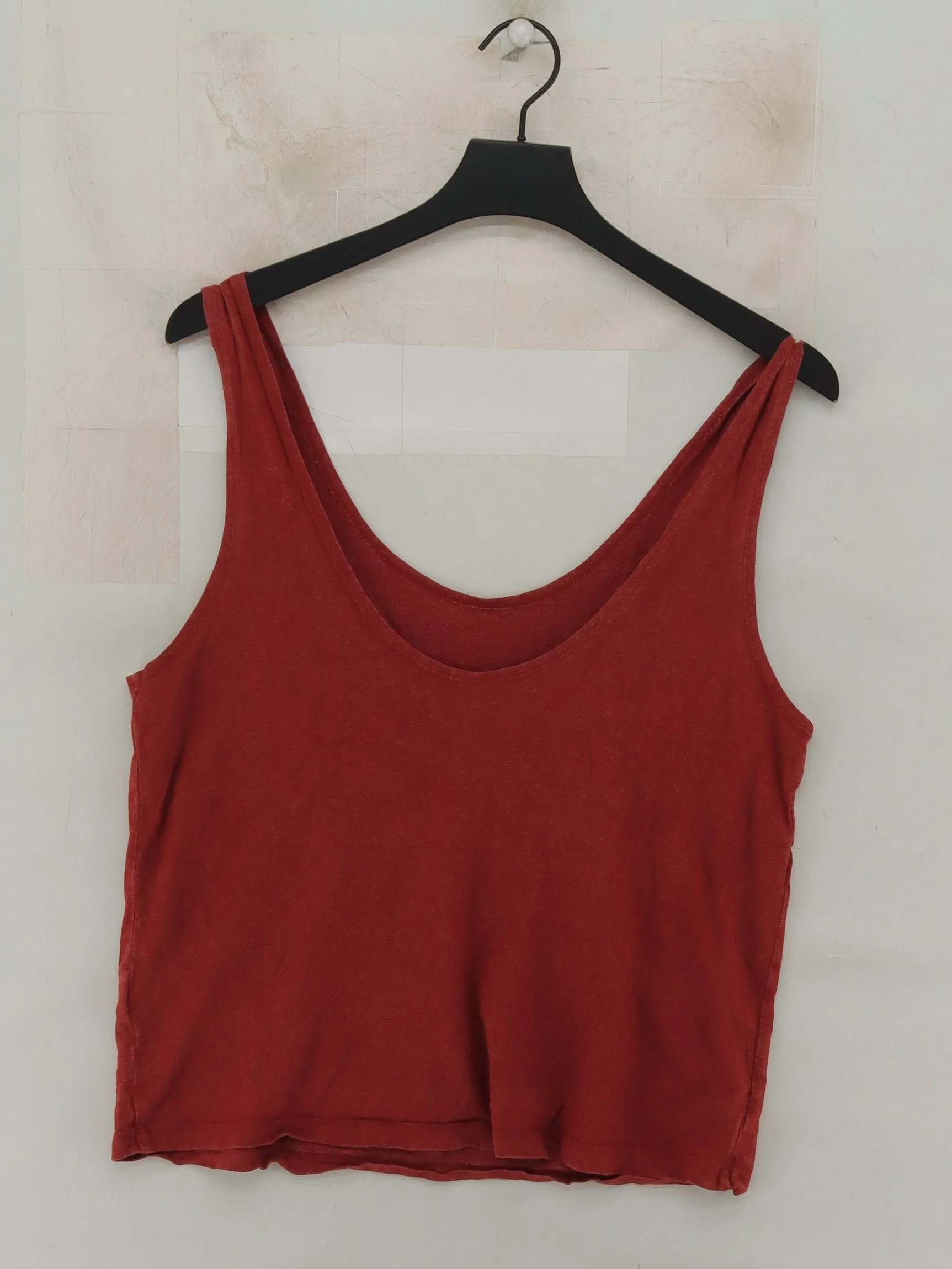 Thinking MU Women's T-Shirt M Red Other with Cotton Sleeveless Round Neck Basic - Image 2