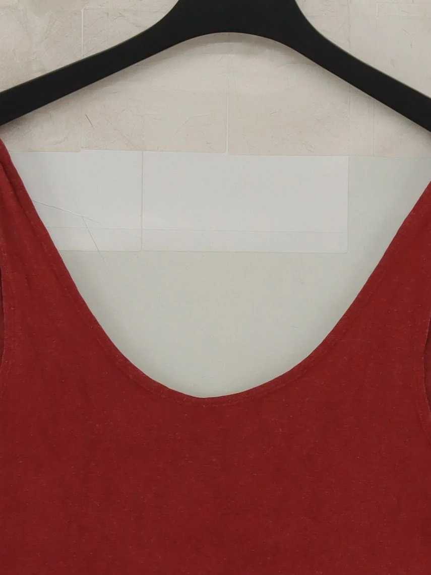 Thinking MU Women's T-Shirt M Red Other with Cotton Sleeveless Round Neck Basic - Image 3