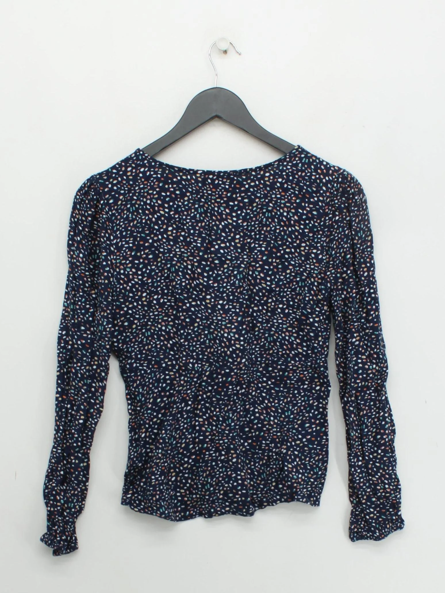 This Is Unfolded Women's Top UK 6 Blue 100% Viscose Long Sleeve V-Neck Basic - Image 2