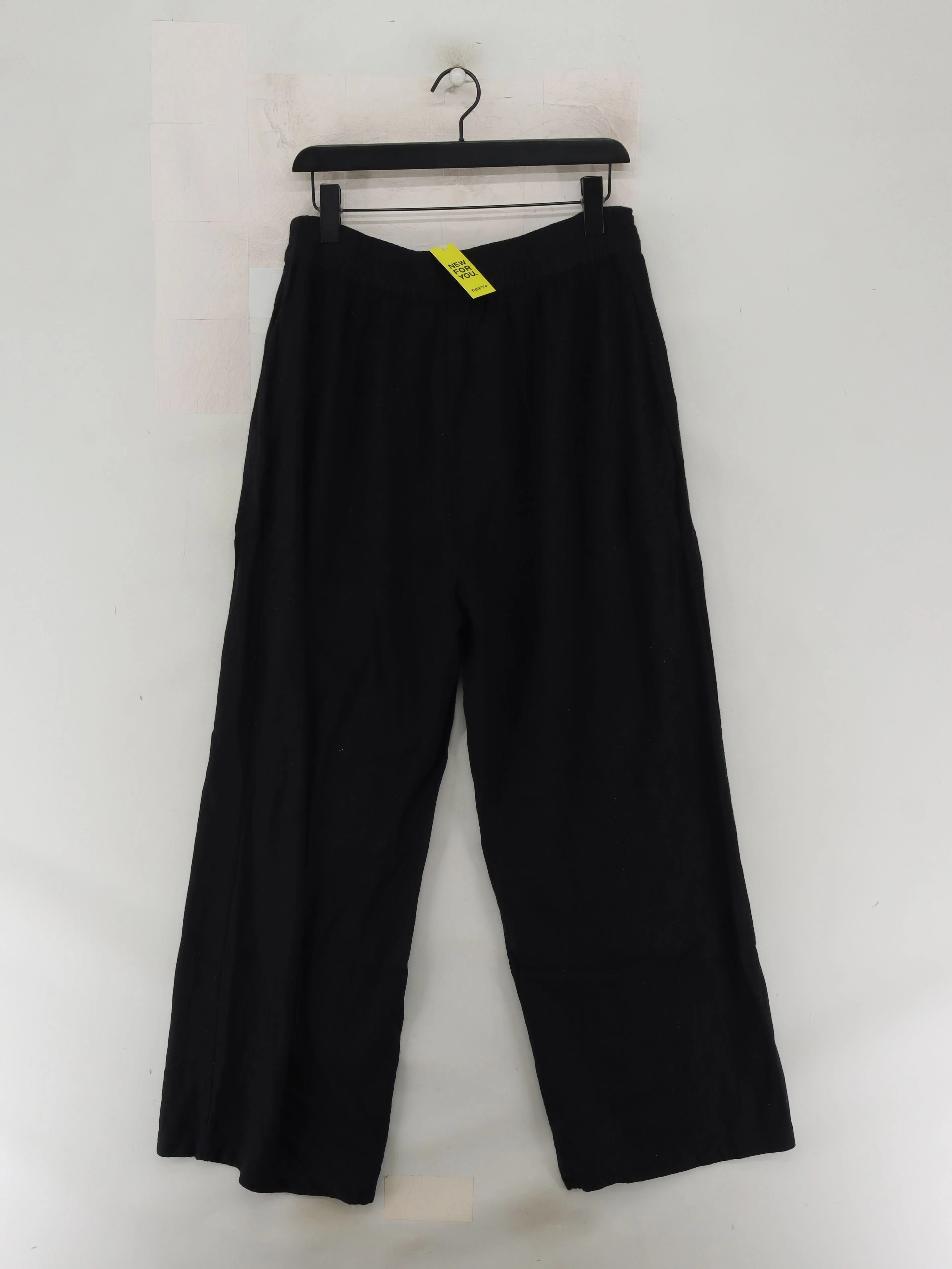 This Is Unfolded Women's Trousers UK 18 Black Viscose with Linen Cropped - Image 2