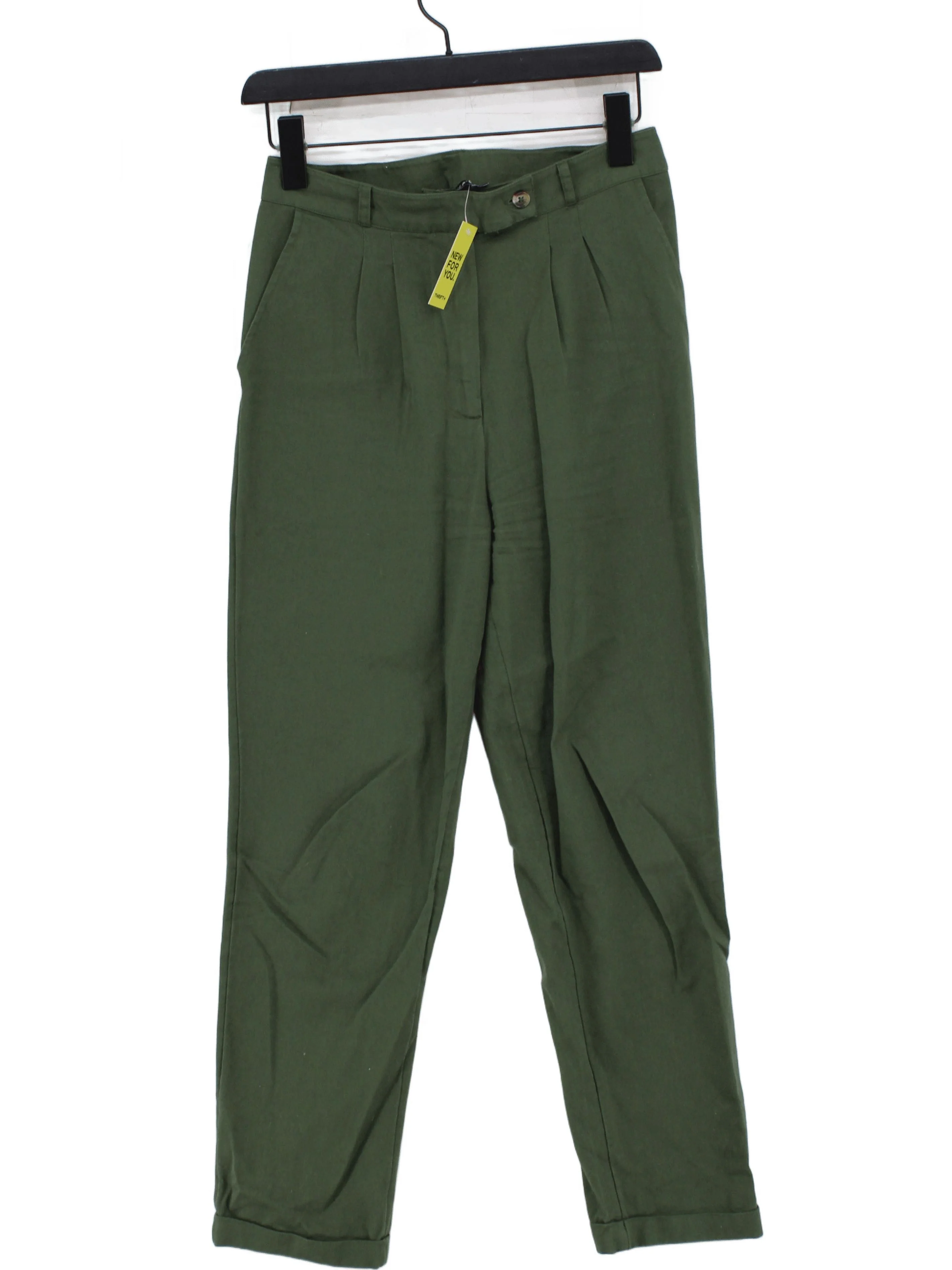 This Is Unfolded Women's Trousers UK 8 Green 100% Cotton Tapered Chino