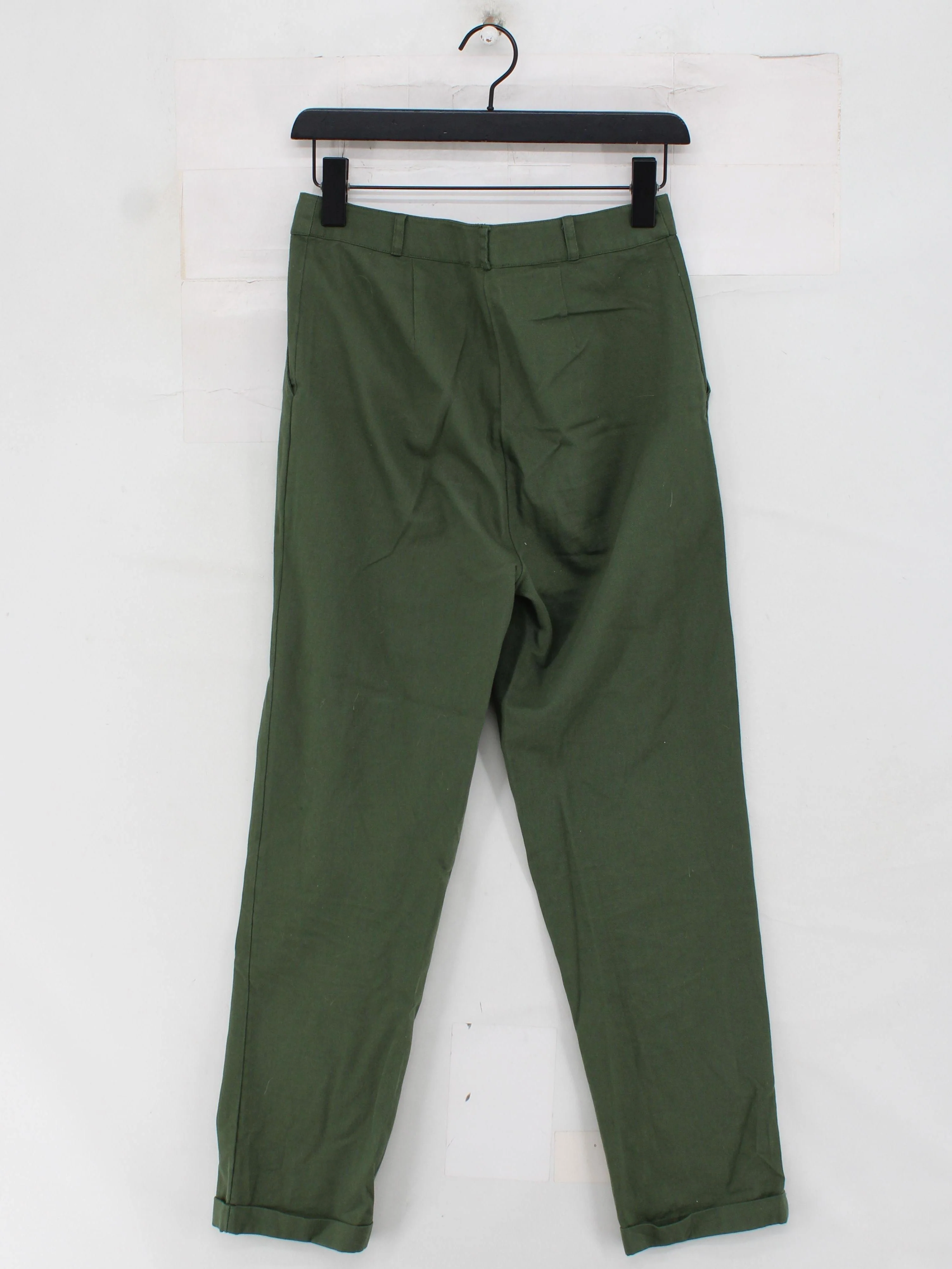 This Is Unfolded Women's Trousers UK 8 Green 100% Cotton Tapered Chino - Image 2