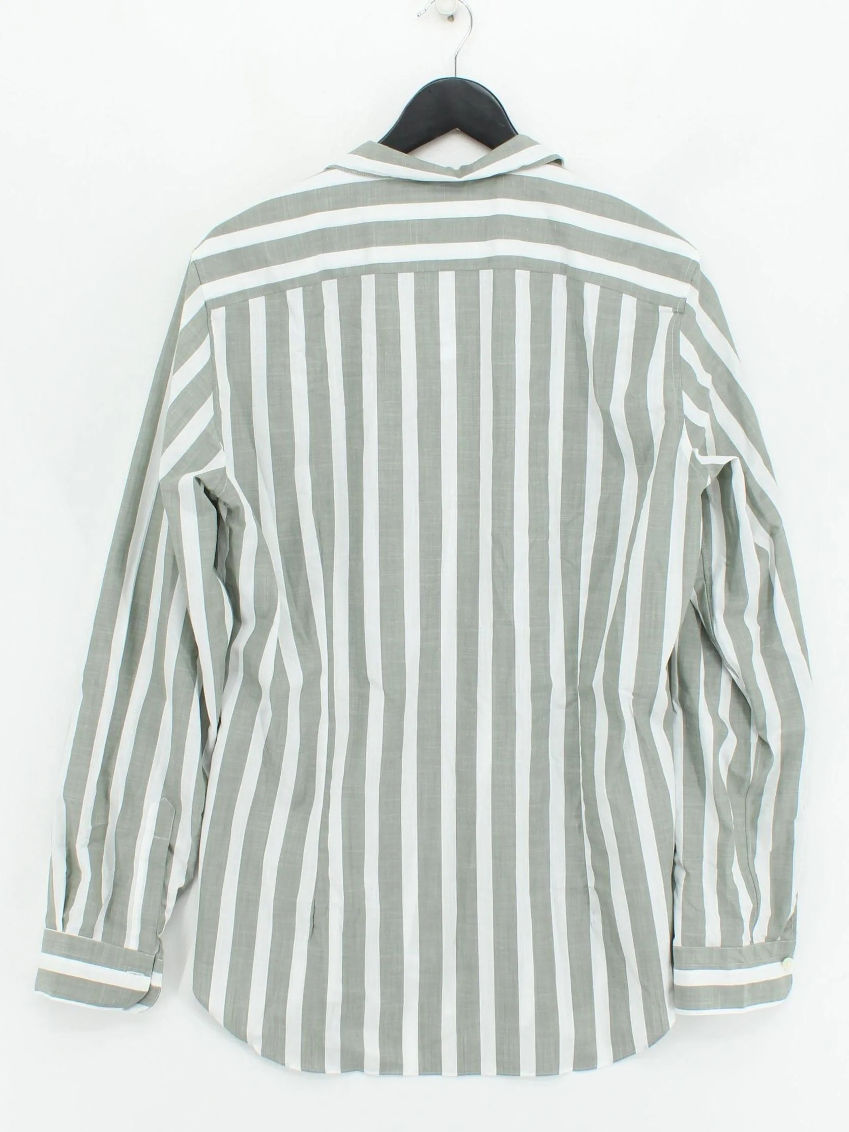 Thom Sweeney Men's Shirt M Grey Striped 100% Cotton Basic - Image 2