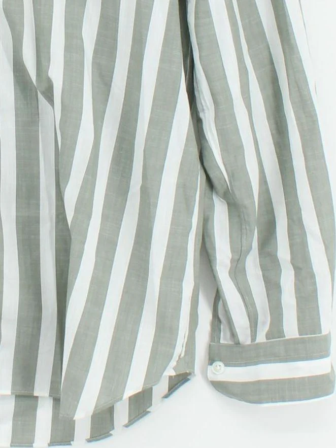 Thom Sweeney Men's Shirt M Grey Striped 100% Cotton Basic - Image 4