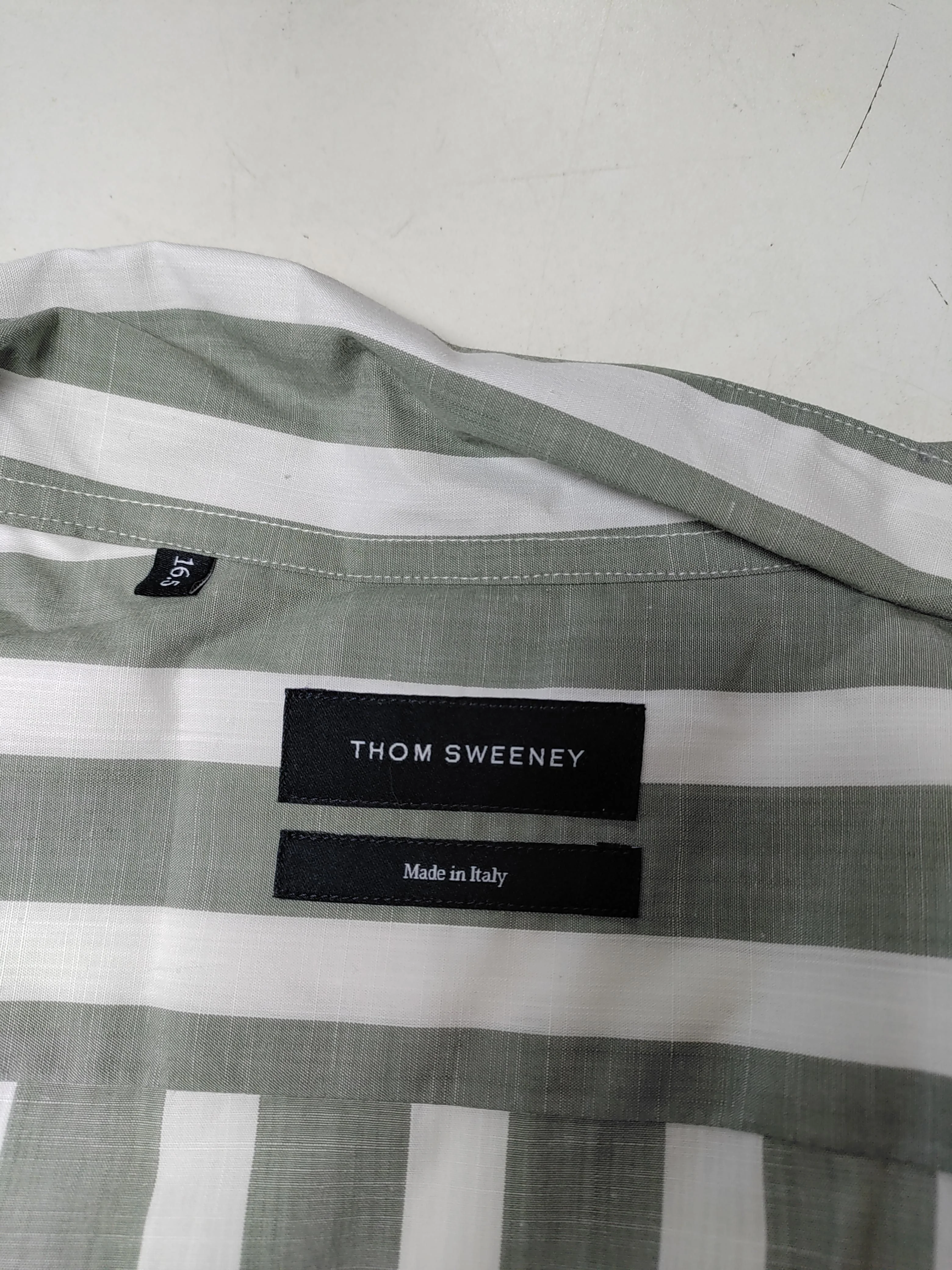 Thom Sweeney Men's Shirt M Grey Striped 100% Cotton Basic - Image 5