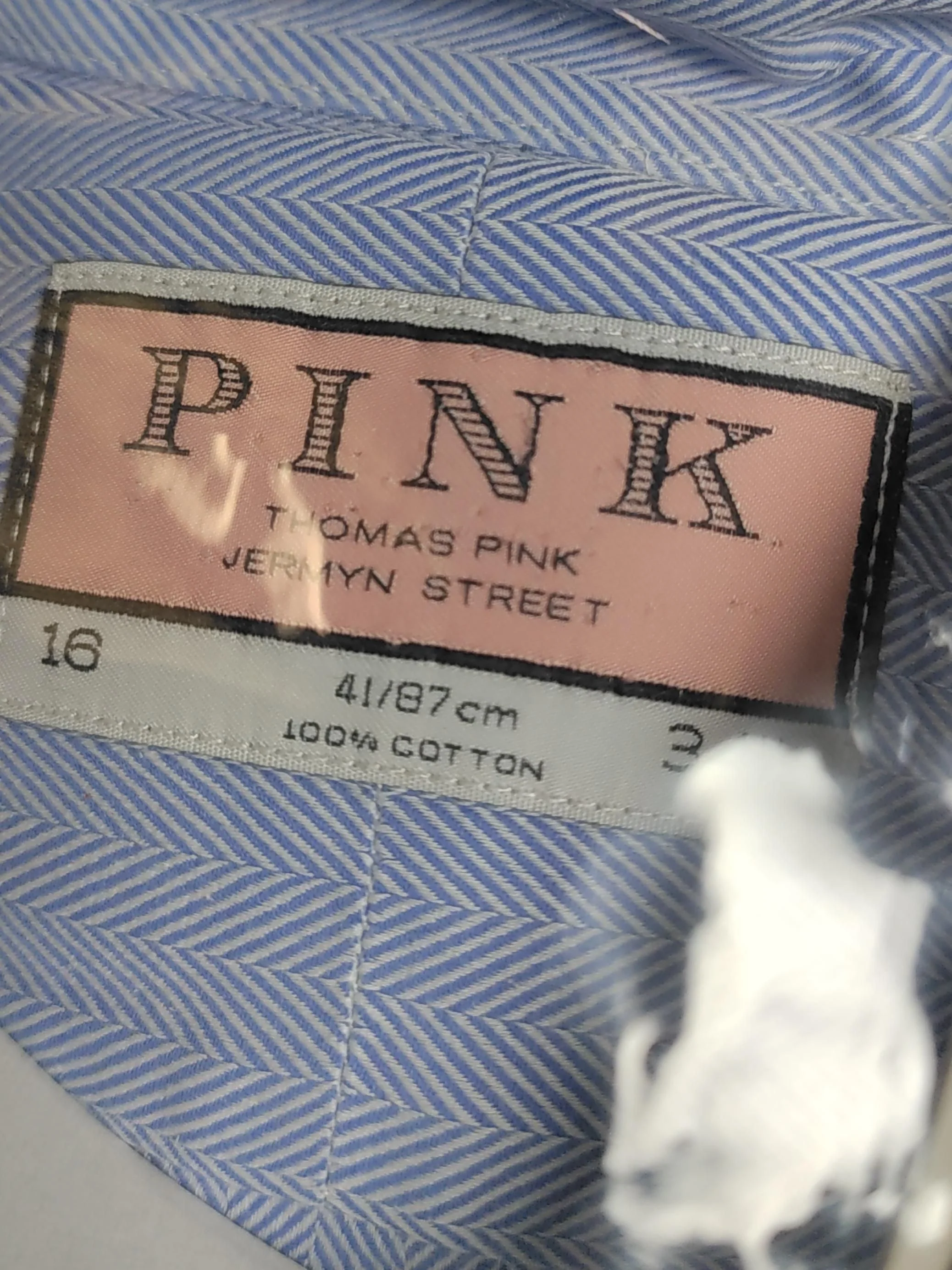 Thomas Pink Men's Shirt L Blue Striped 100% Cotton Basic - Image 6