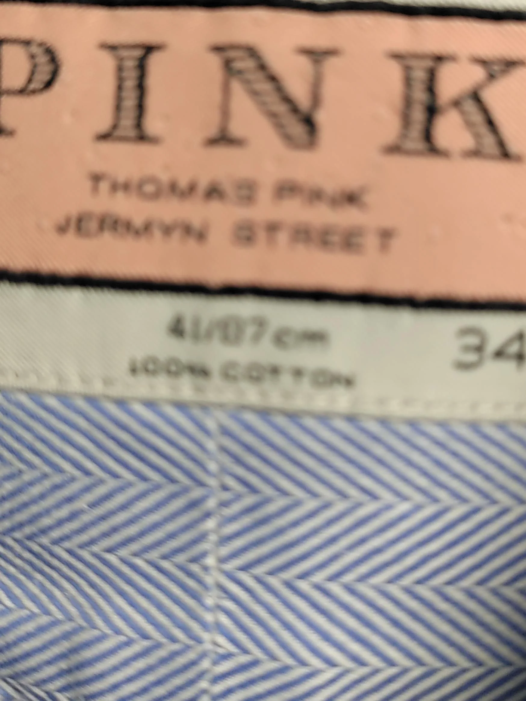Thomas Pink Men's Shirt L Blue Striped 100% Cotton Basic - Image 7