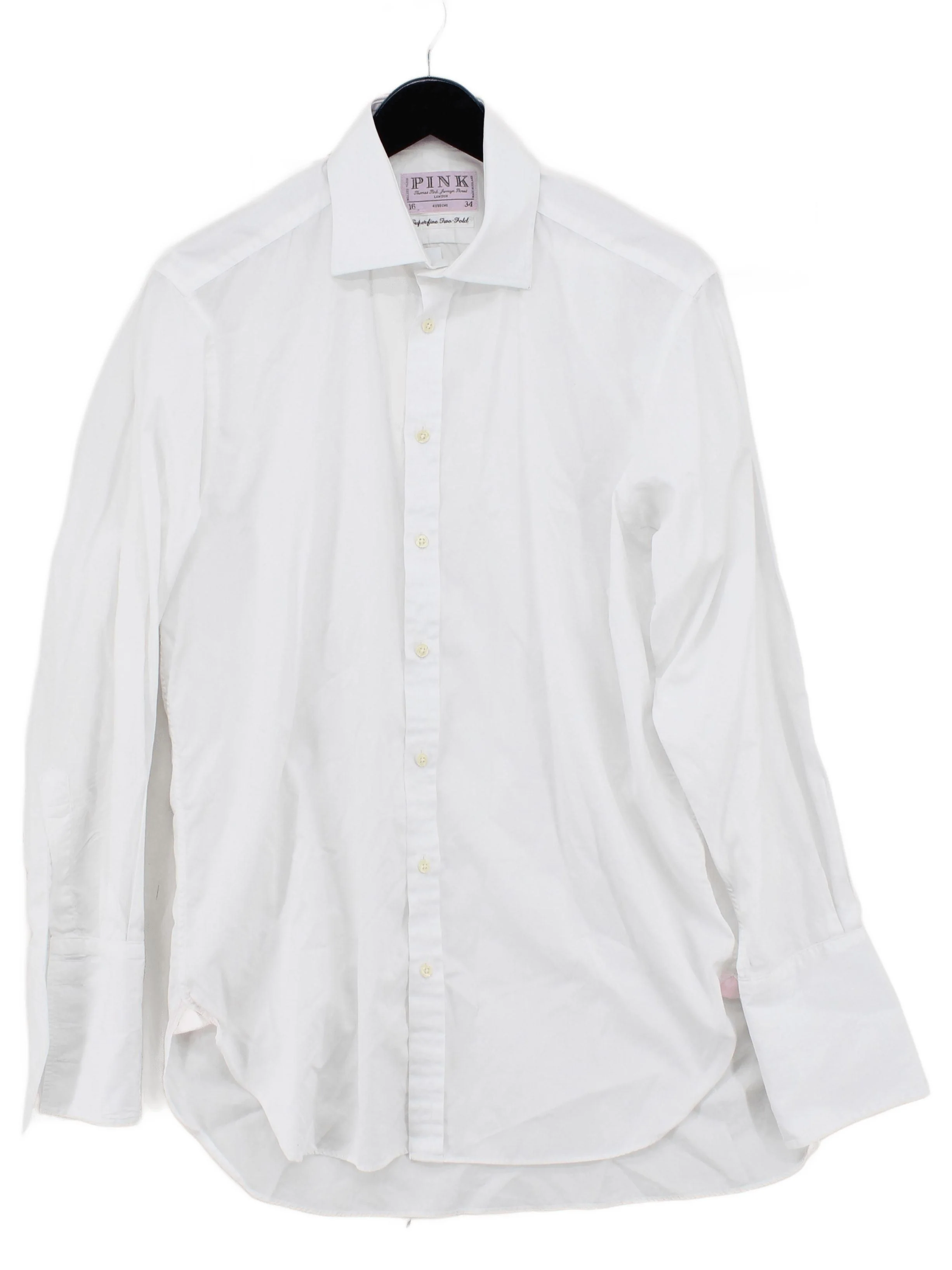 Thomas Pink Men's Shirt L White 100% Cotton Basic