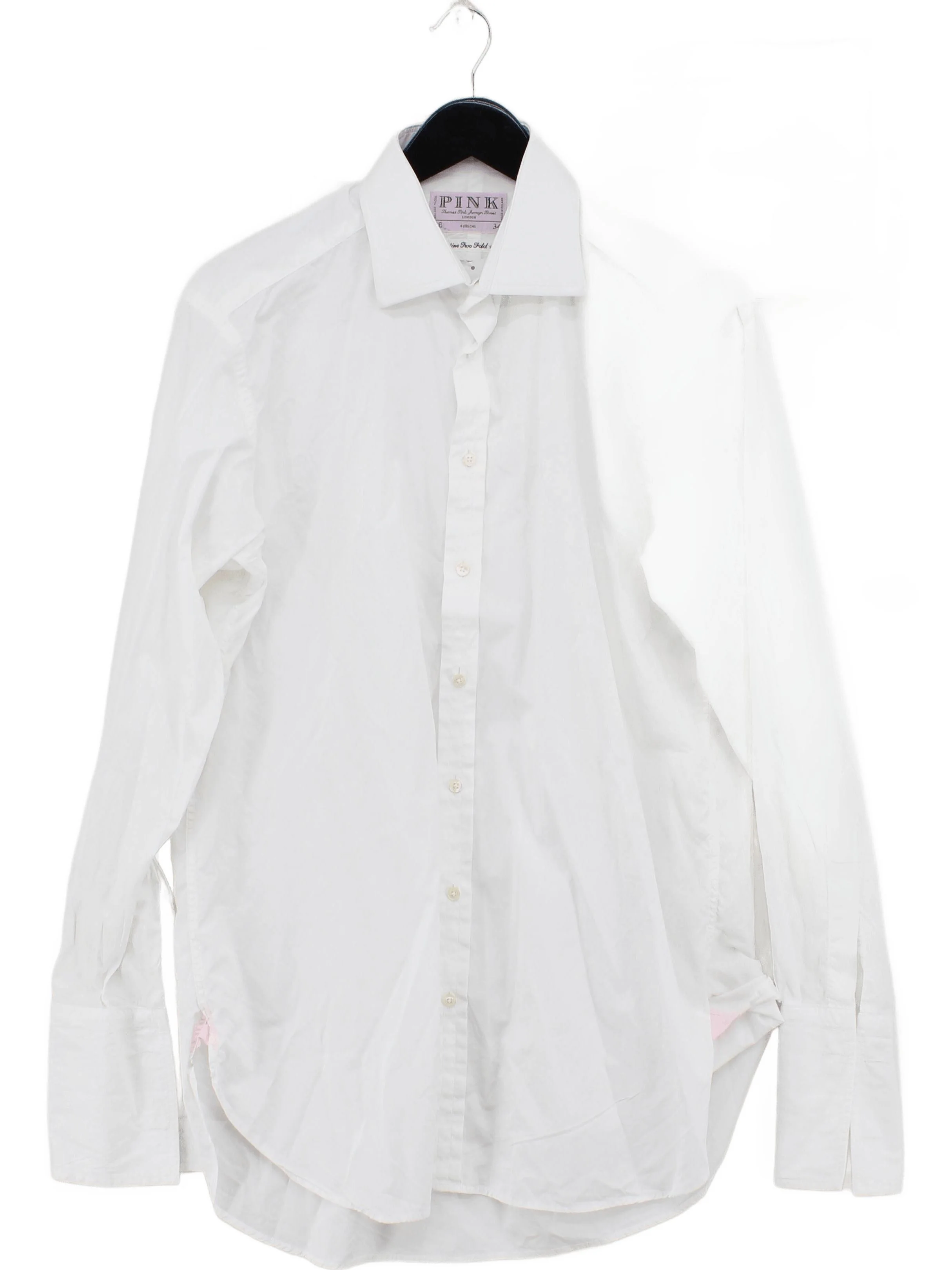 Thomas Pink Men's Shirt L White 100% Cotton Basic