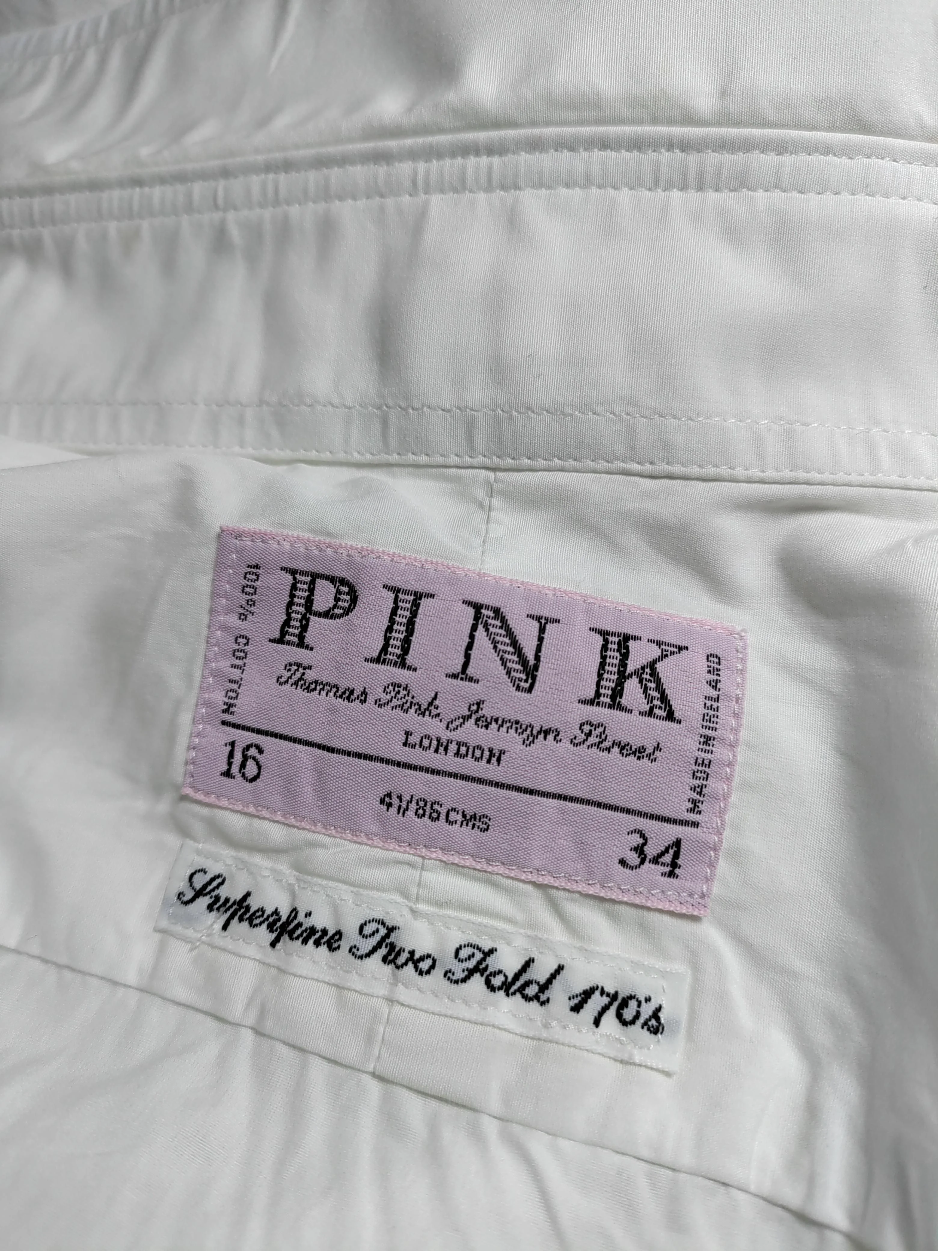 Thomas Pink Men's Shirt L White 100% Cotton Basic - Image 5