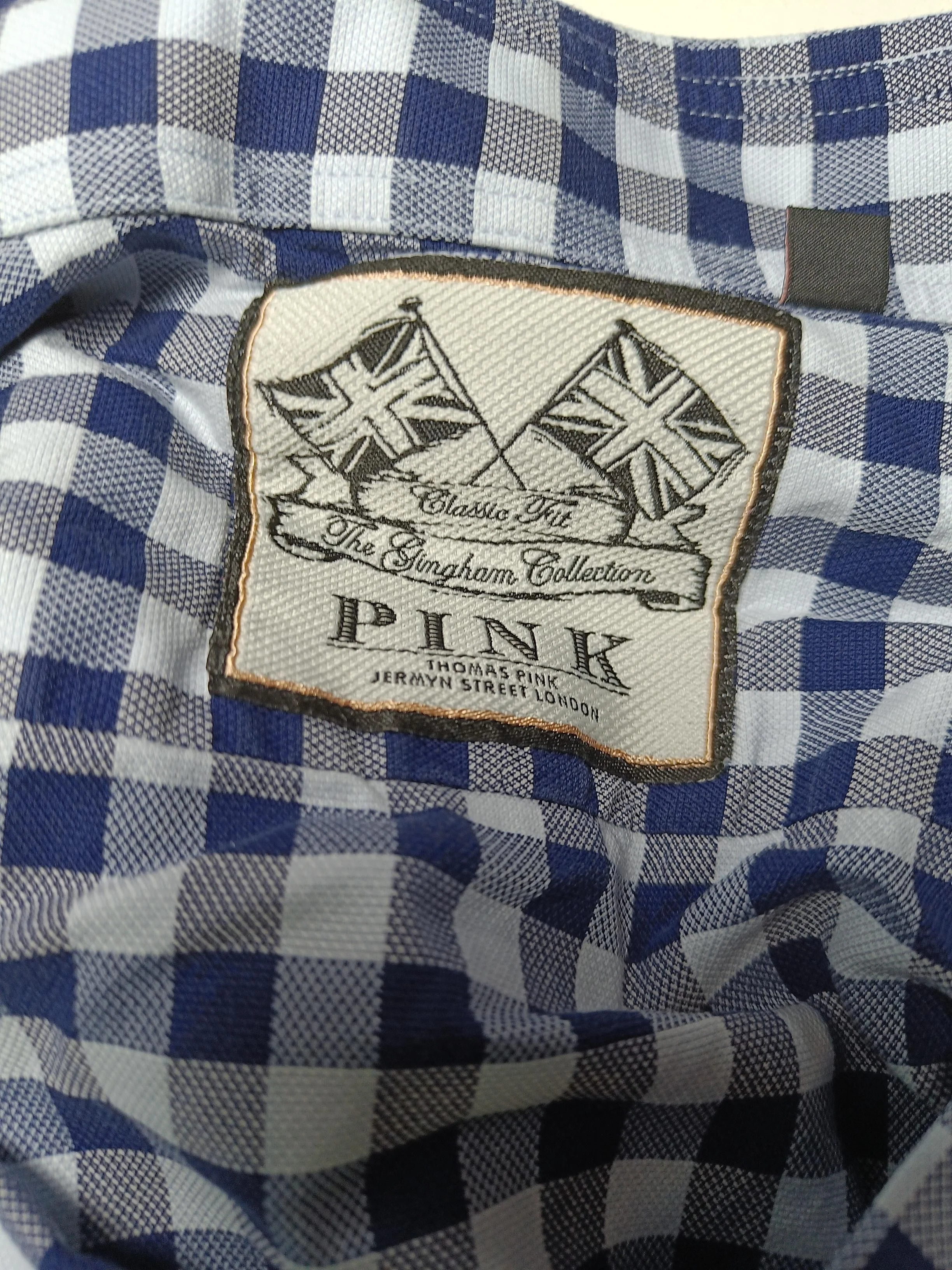 Thomas Pink Men's Shirt M Blue Checkered 100% Cotton Basic - Image 5