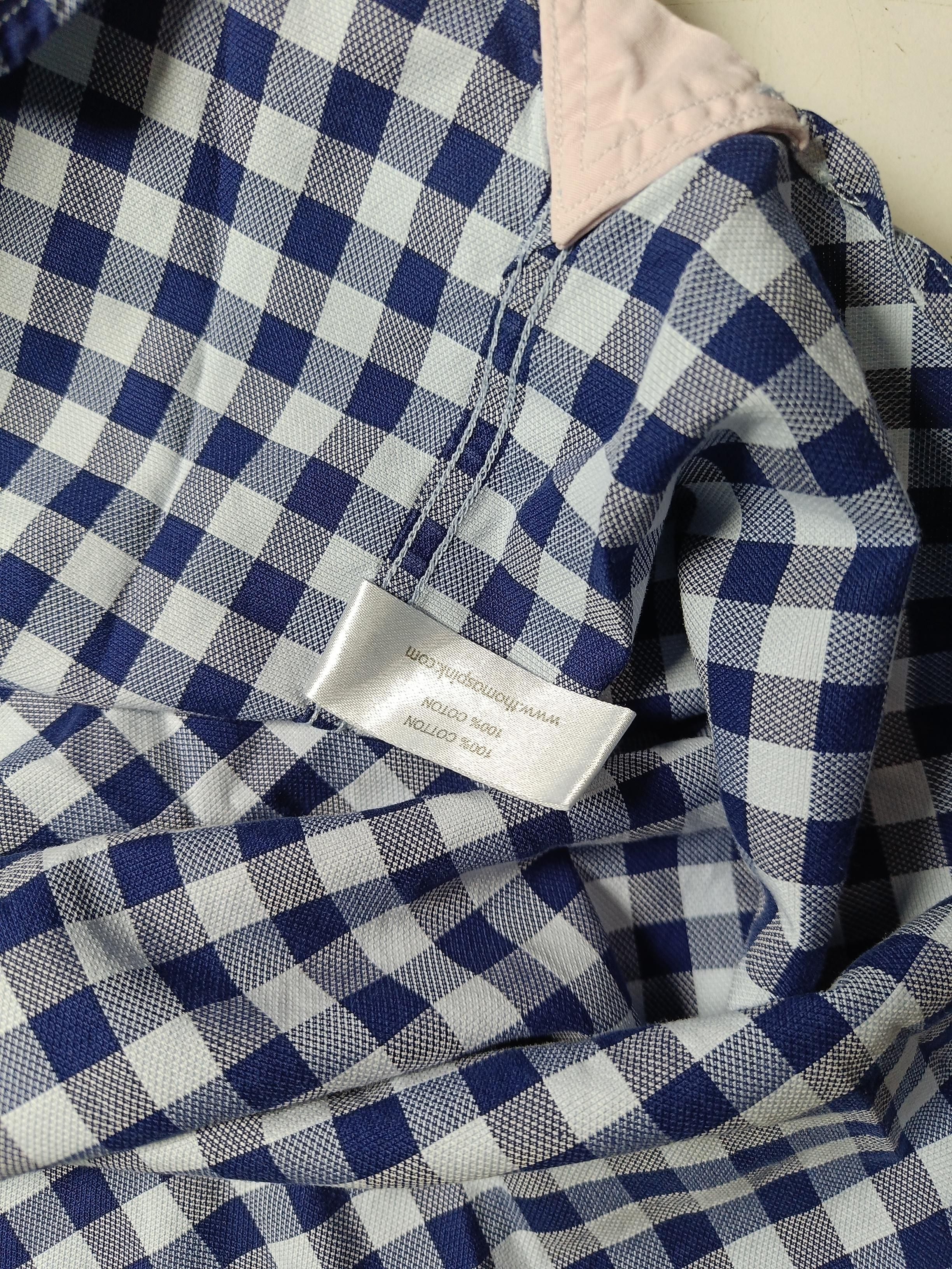 Thomas Pink Men's Shirt M Blue Checkered 100% Cotton Basic - Image 6
