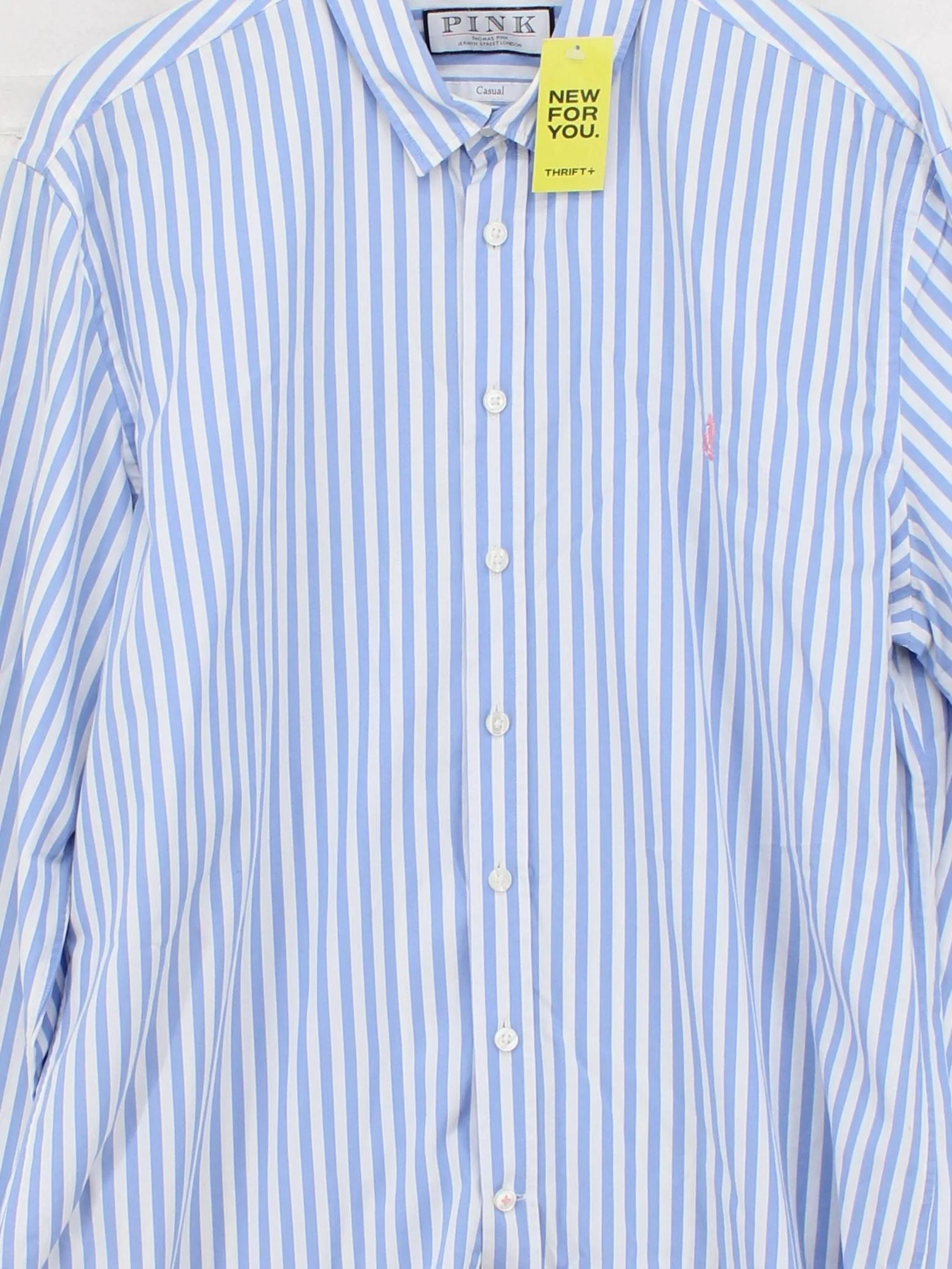 Thomas Pink Men's Shirt XL Blue Striped 100% Cotton Basic - Image 3