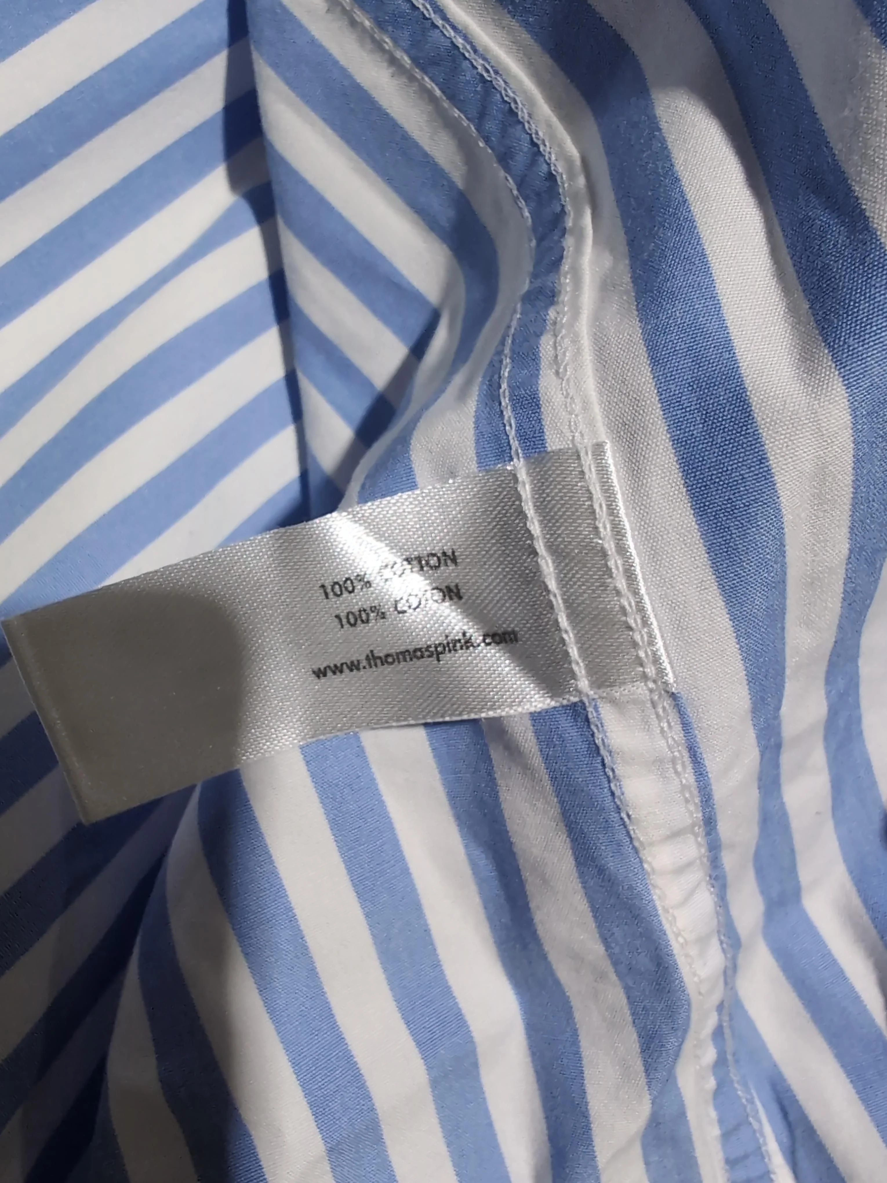 Thomas Pink Men's Shirt XL Blue Striped 100% Cotton Basic - Image 6