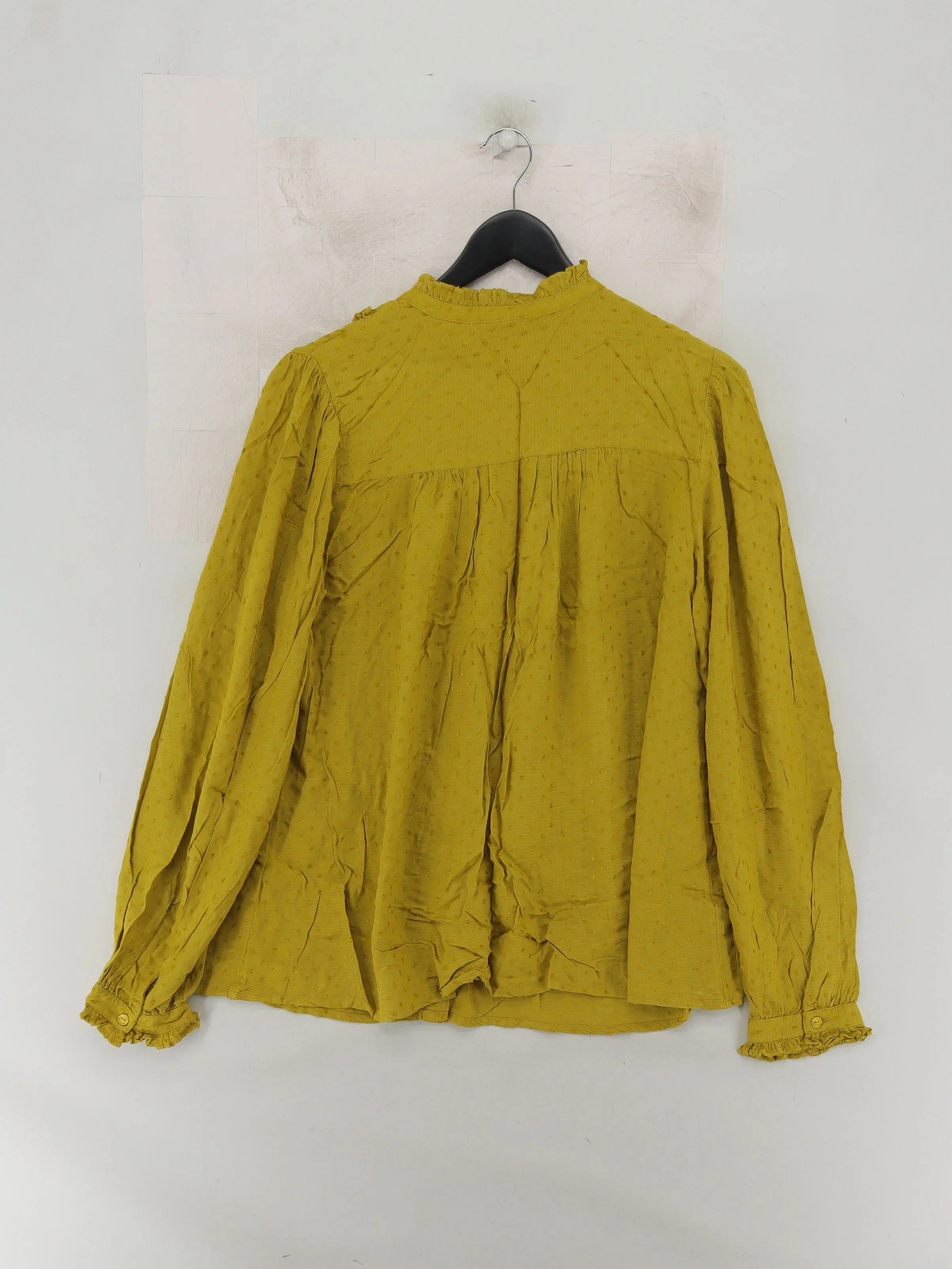 Thought Women's Blouse UK 16 Yellow 100% Viscose Long Sleeve Collared Basic - Image 2
