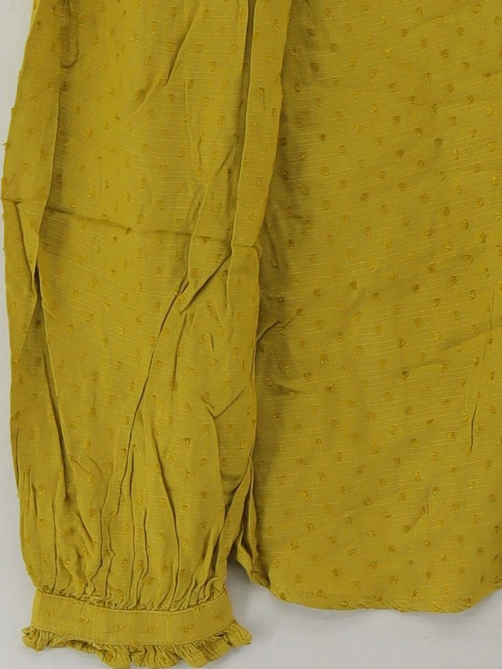 Thought Women's Blouse UK 16 Yellow 100% Viscose Long Sleeve Collared Basic - Image 4