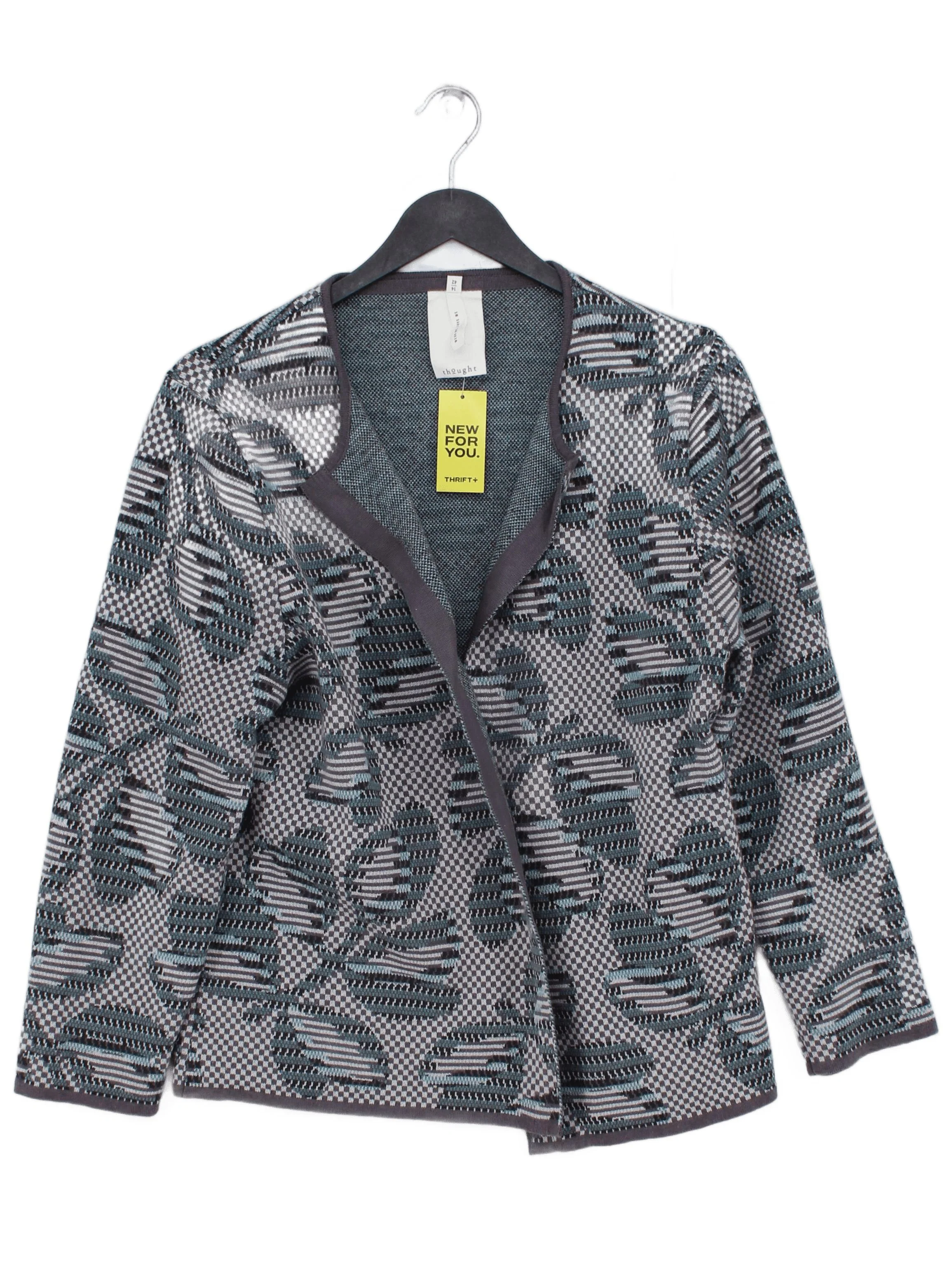 Thought Women's Cardigan UK 14 Multi Cotton with Wool V-Neck Cardigan