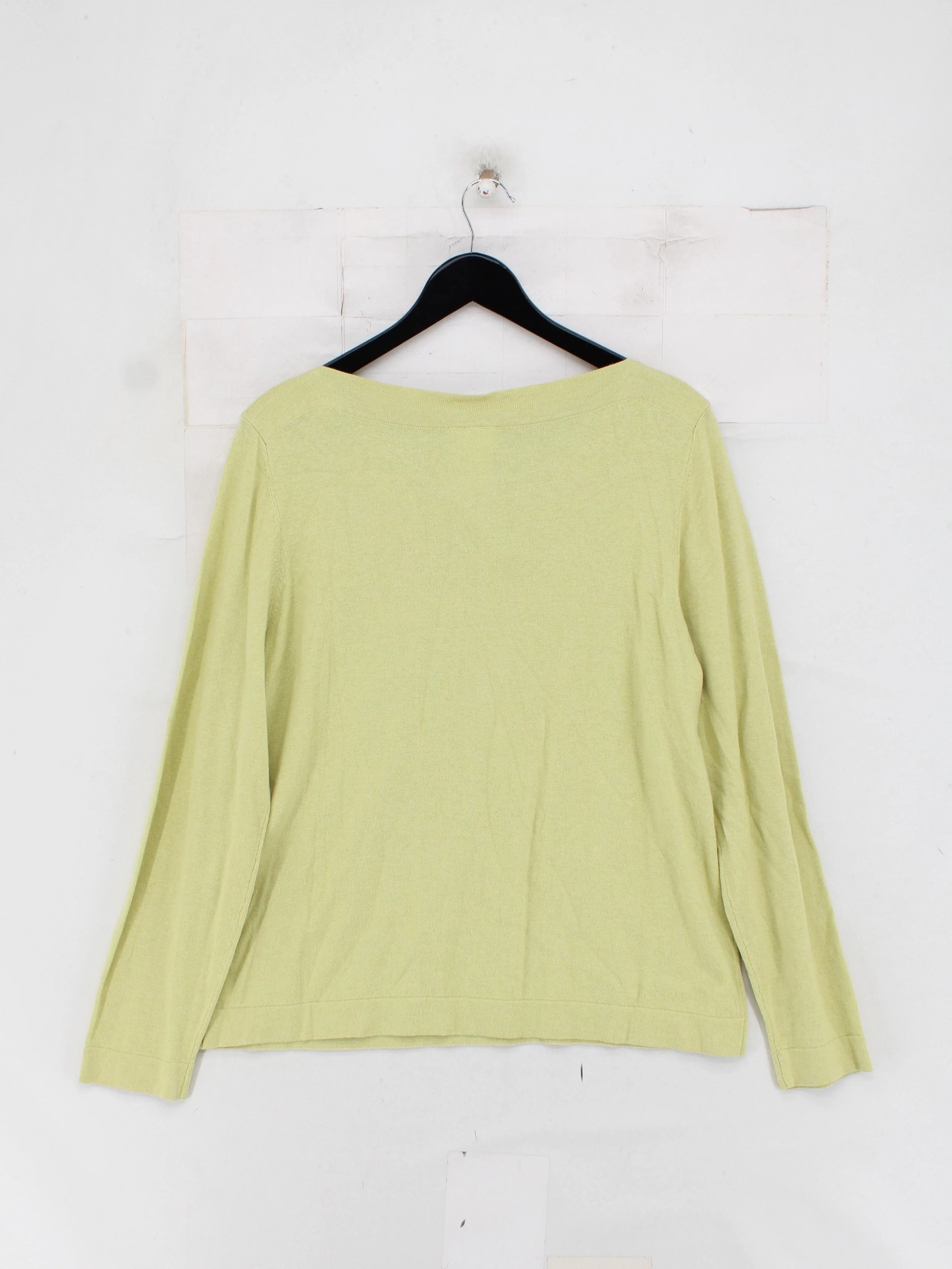 Thought Women's Jumper UK 16 Yellow Cotton with Wool Square Neck Pullover - Image 2