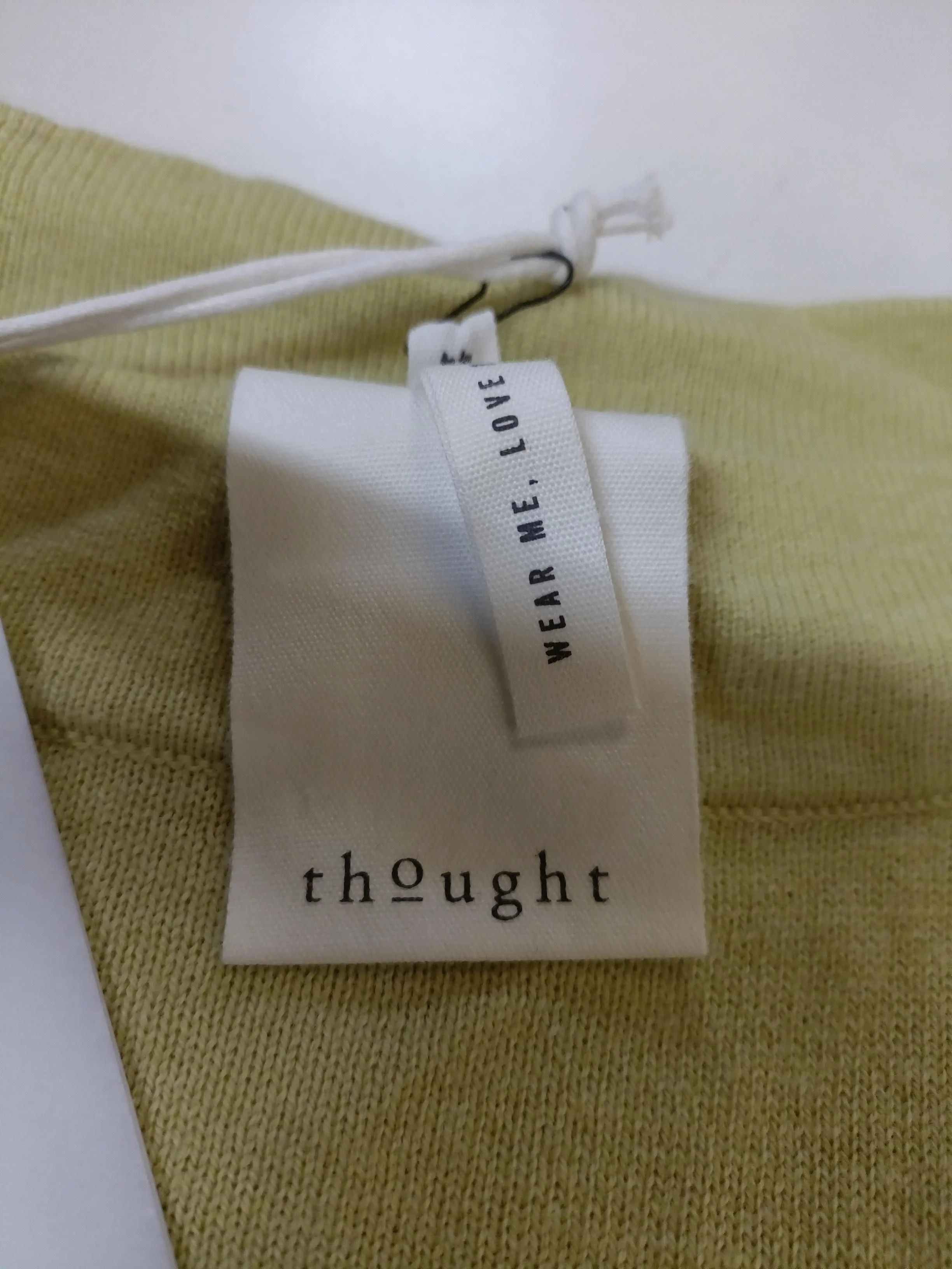 Thought Women's Jumper UK 16 Yellow Cotton with Wool Square Neck Pullover - Image 5
