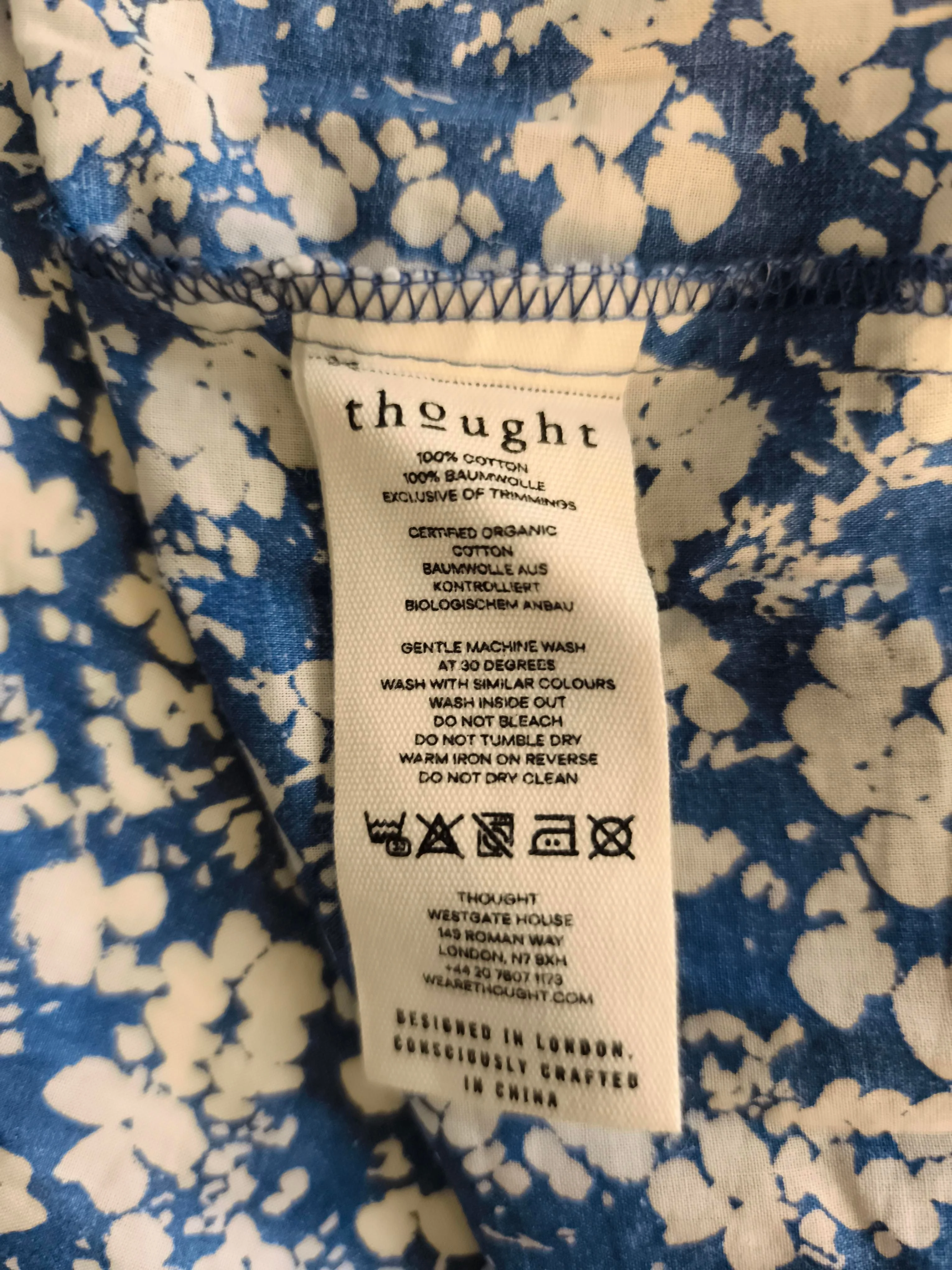 Thought Women's Maxi Skirt L Blue Floral 100% Cotton Long Maxi - Image 6