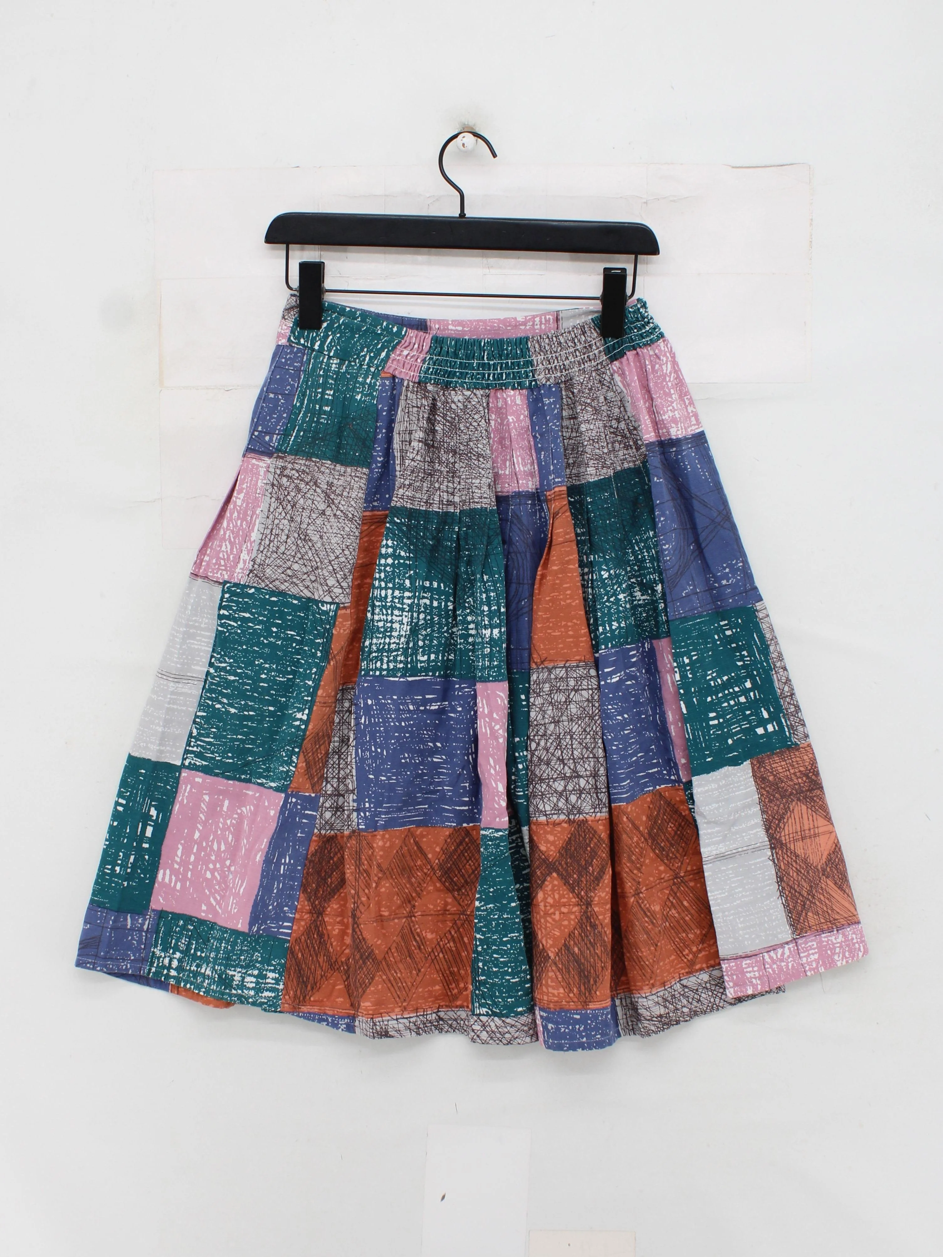 Thought Women's Midi Skirt UK 10 Multi Checkered Viscose with Cotton Midi A-Line - Image 2