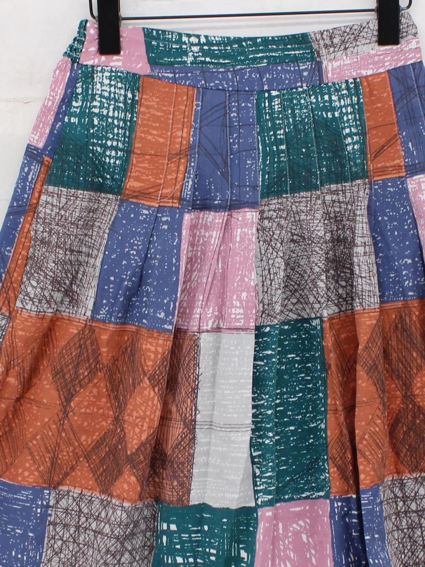 Thought Women's Midi Skirt UK 10 Multi Checkered Viscose with Cotton Midi A-Line - Image 3