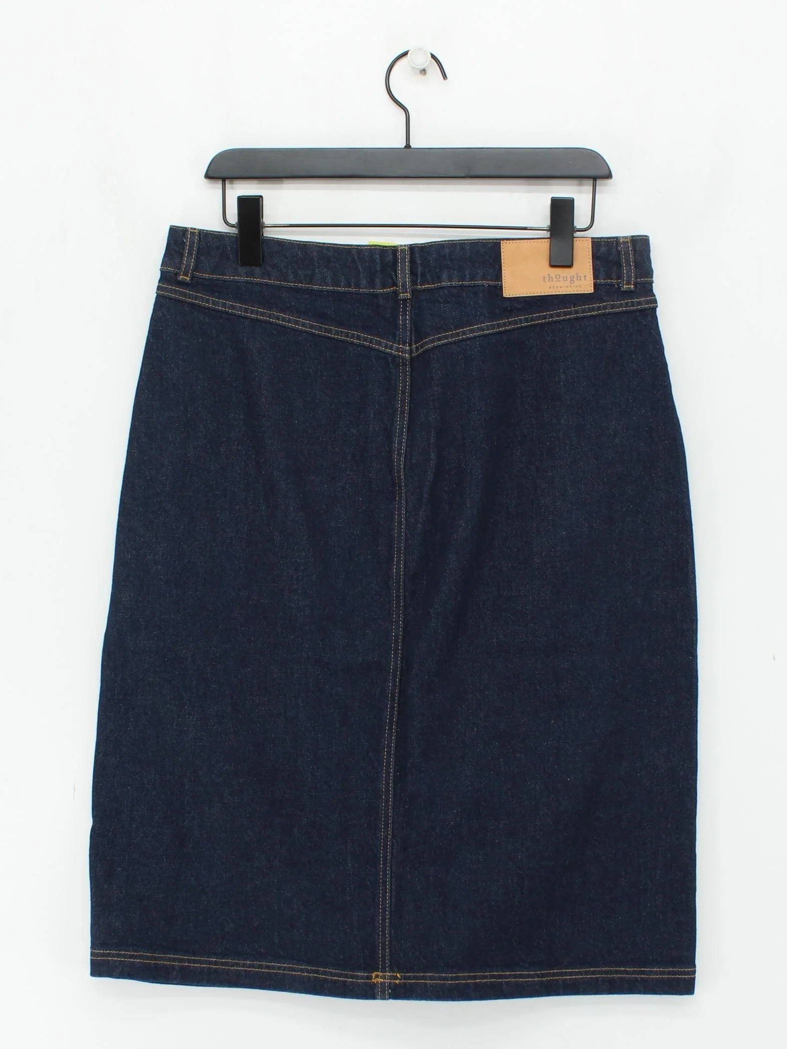 Thought Women's Midi Skirt UK 14 Blue Cotton with Elastane Straight & Pencil - Image 2