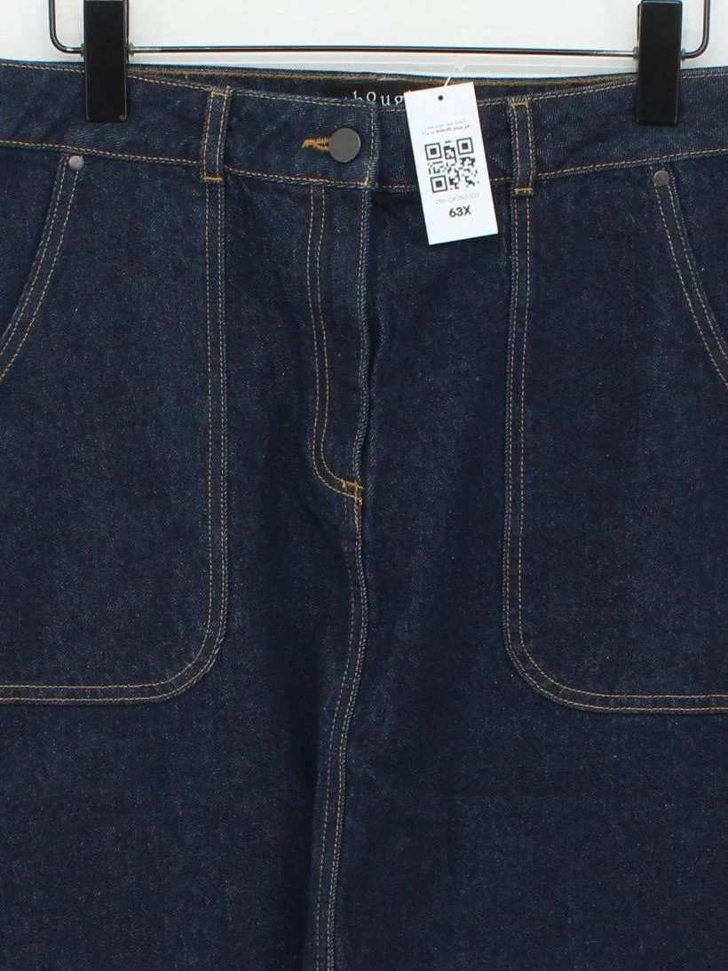 Thought Women's Midi Skirt UK 14 Blue Cotton with Elastane Straight & Pencil - Image 3