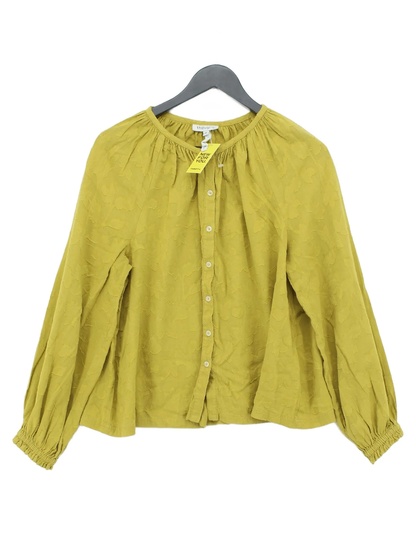 Thought Women's Shirt S Yellow 100% Cotton Long Sleeve Round Neck Basic