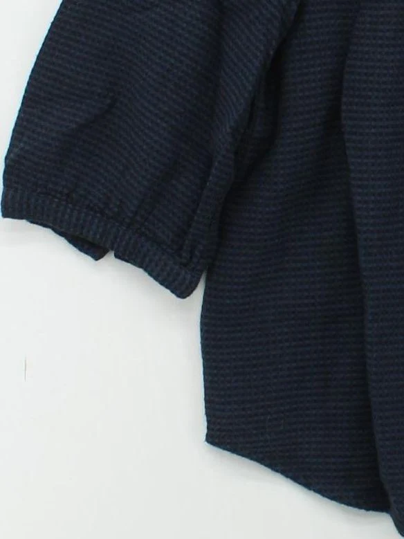 Thought Women's Top UK 12 Blue Cotton with Viscose 3/4 Sleeve Collared Basic - Image 4
