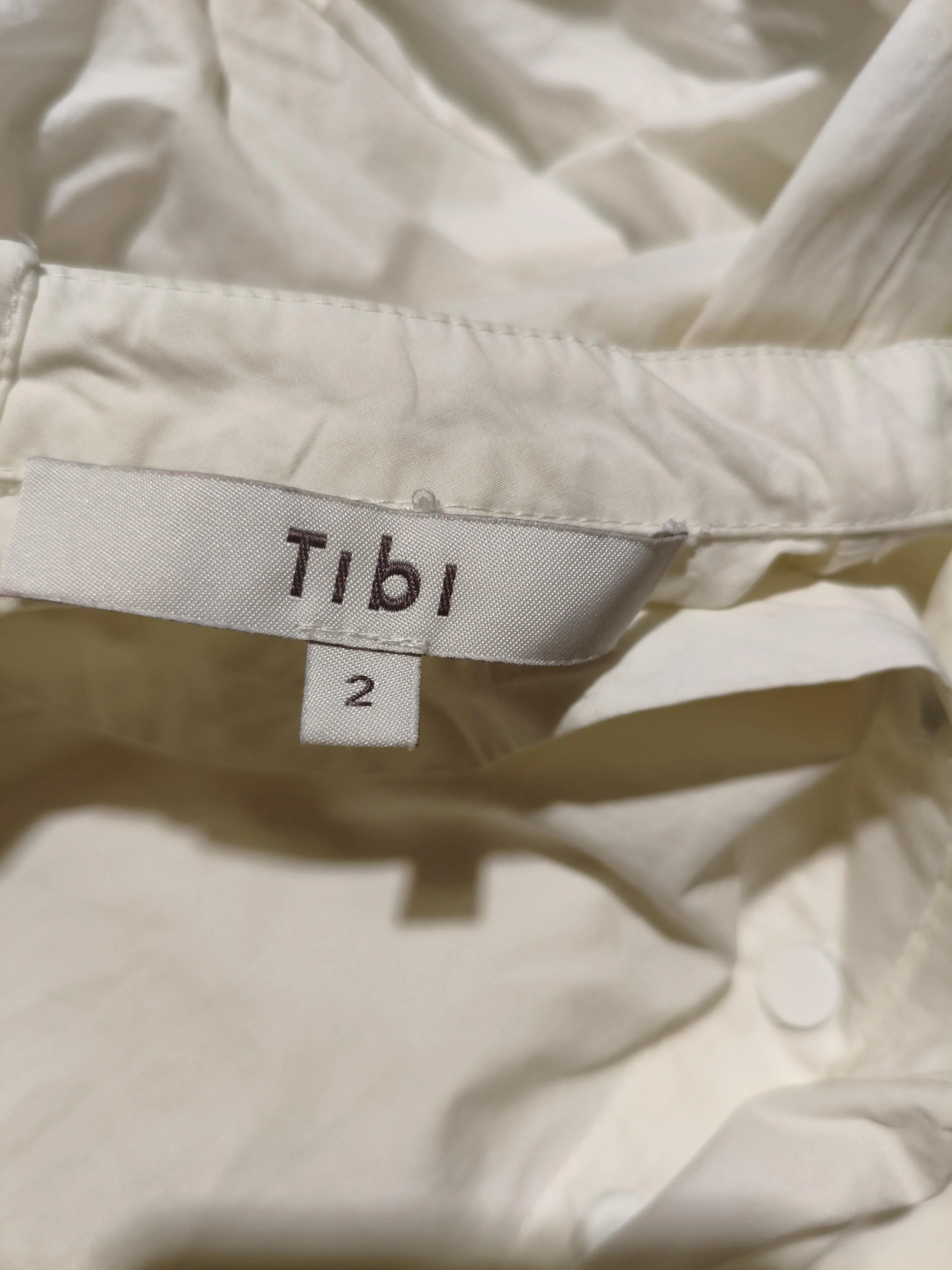 Tibi Women's Blouse UK 6 Cream 100% Cotton Long Sleeve High Neck Basic - Image 5