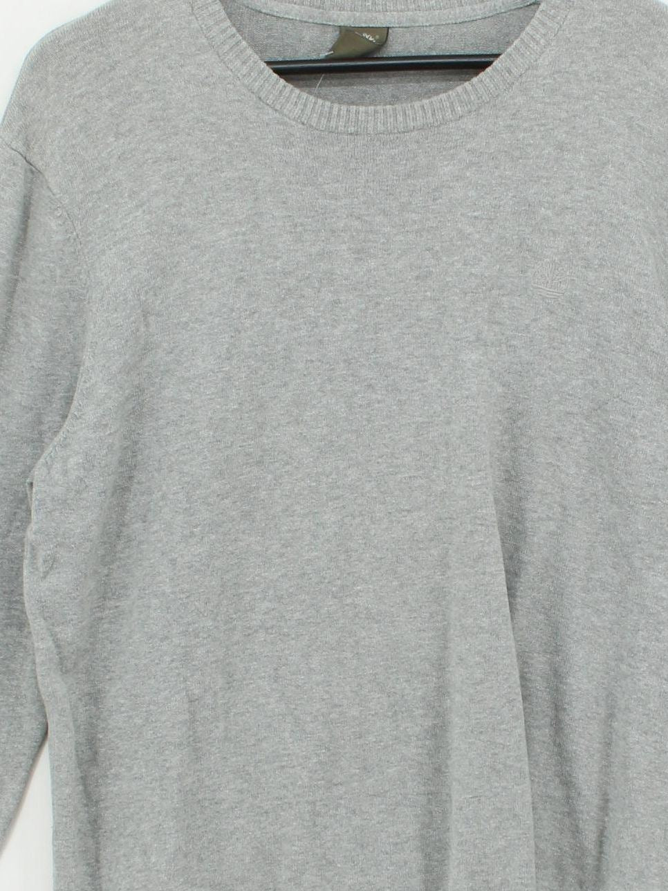 Timberland Men's Jumper L Grey 100% Cotton Round Neck Pullover - Image 3