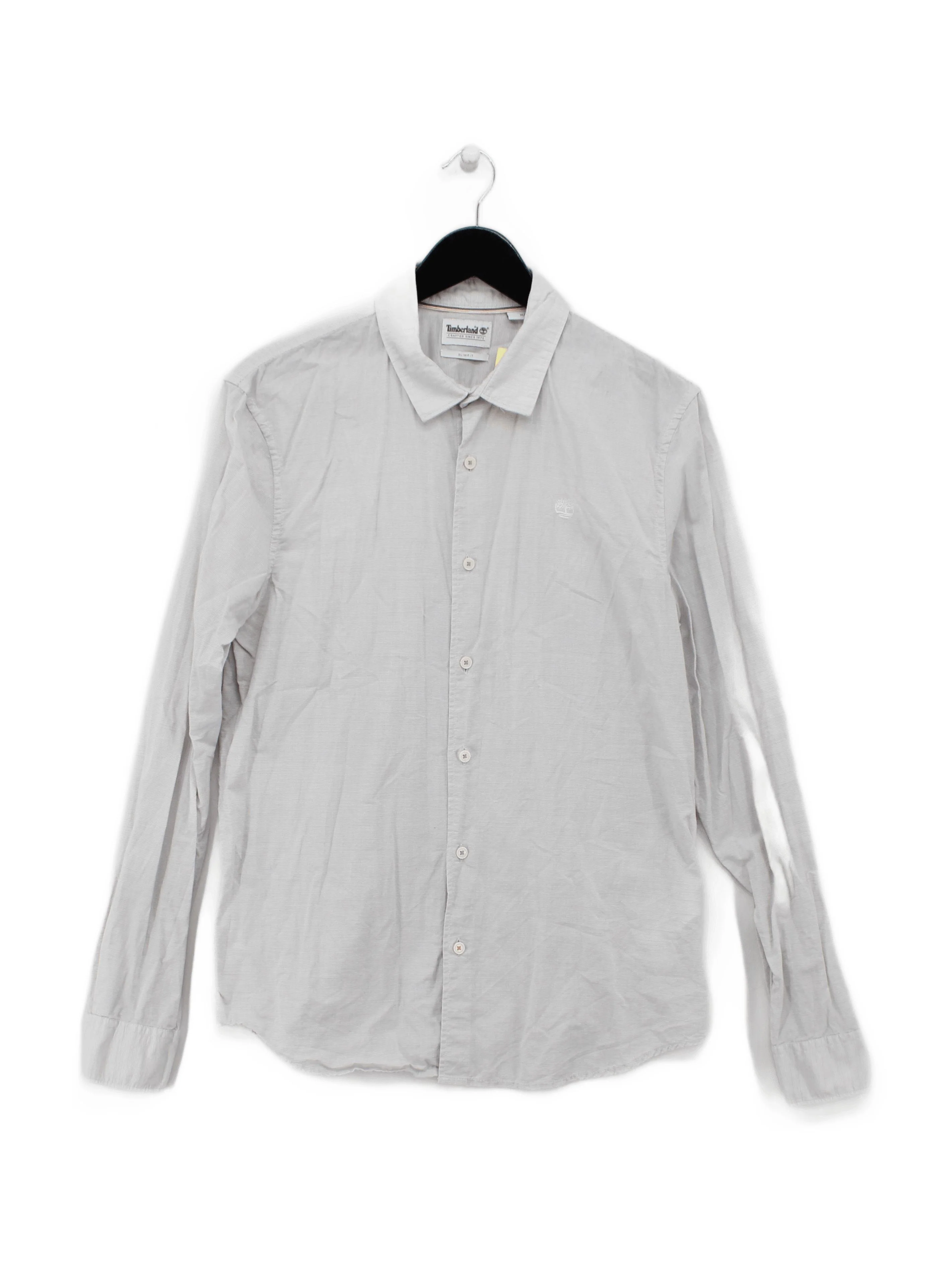 Timberland Men's Shirt M Grey Striped 100% Cotton Basic