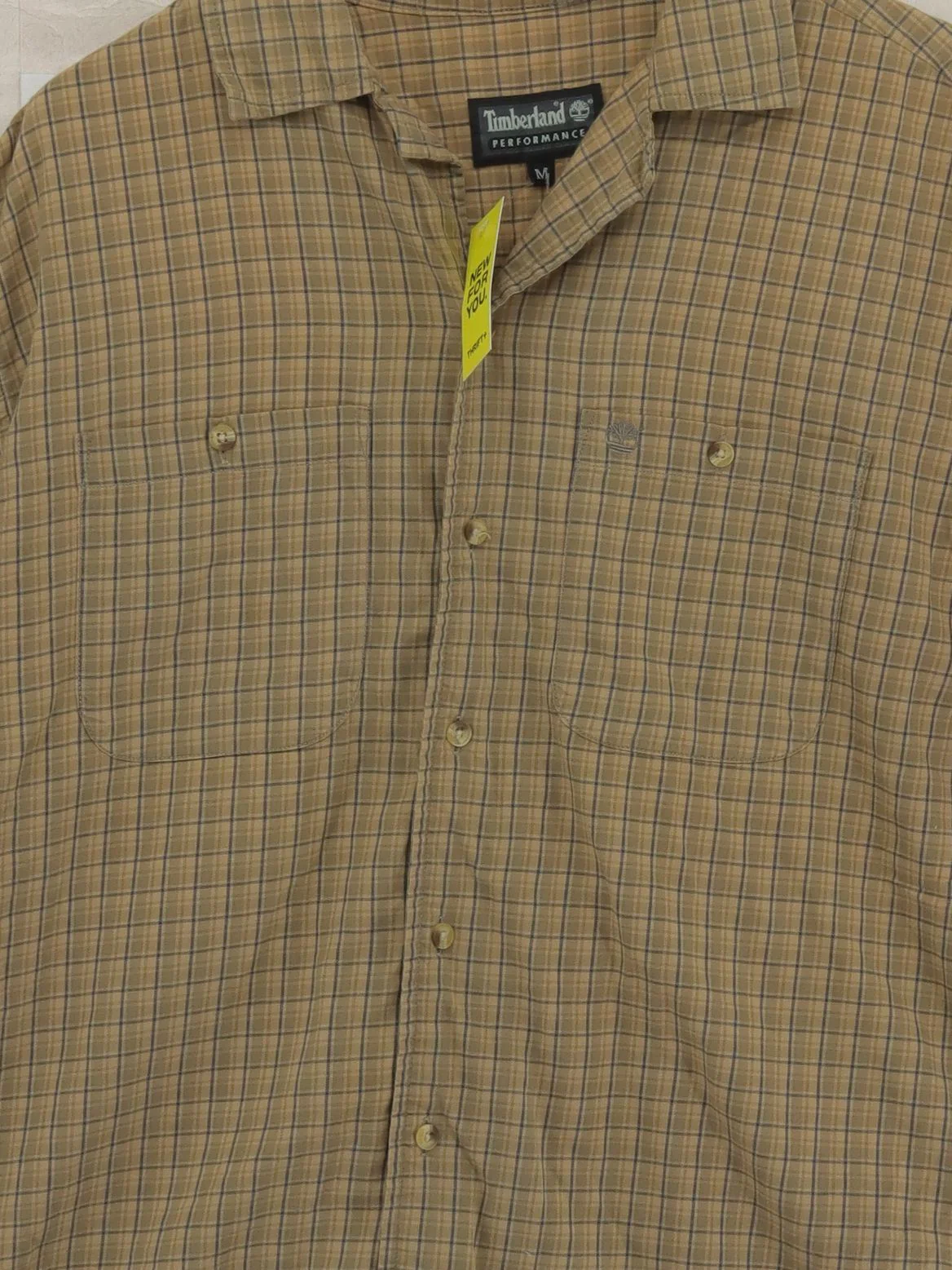 Timberland Men's Shirt M Tan Checkered 100% Cotton Basic - Image 3