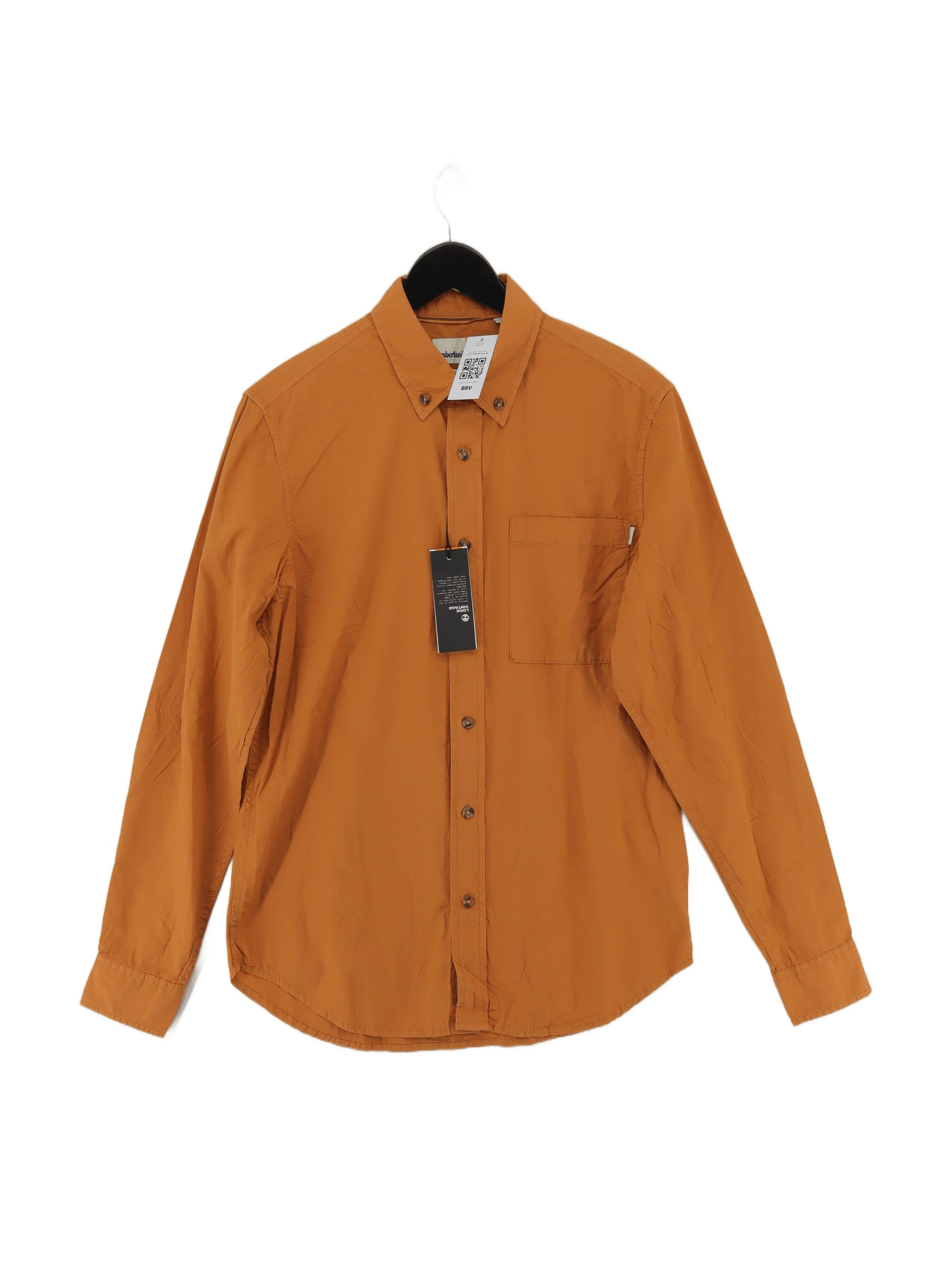 Timberland Men's Shirt S Orange 100% Cotton Basic