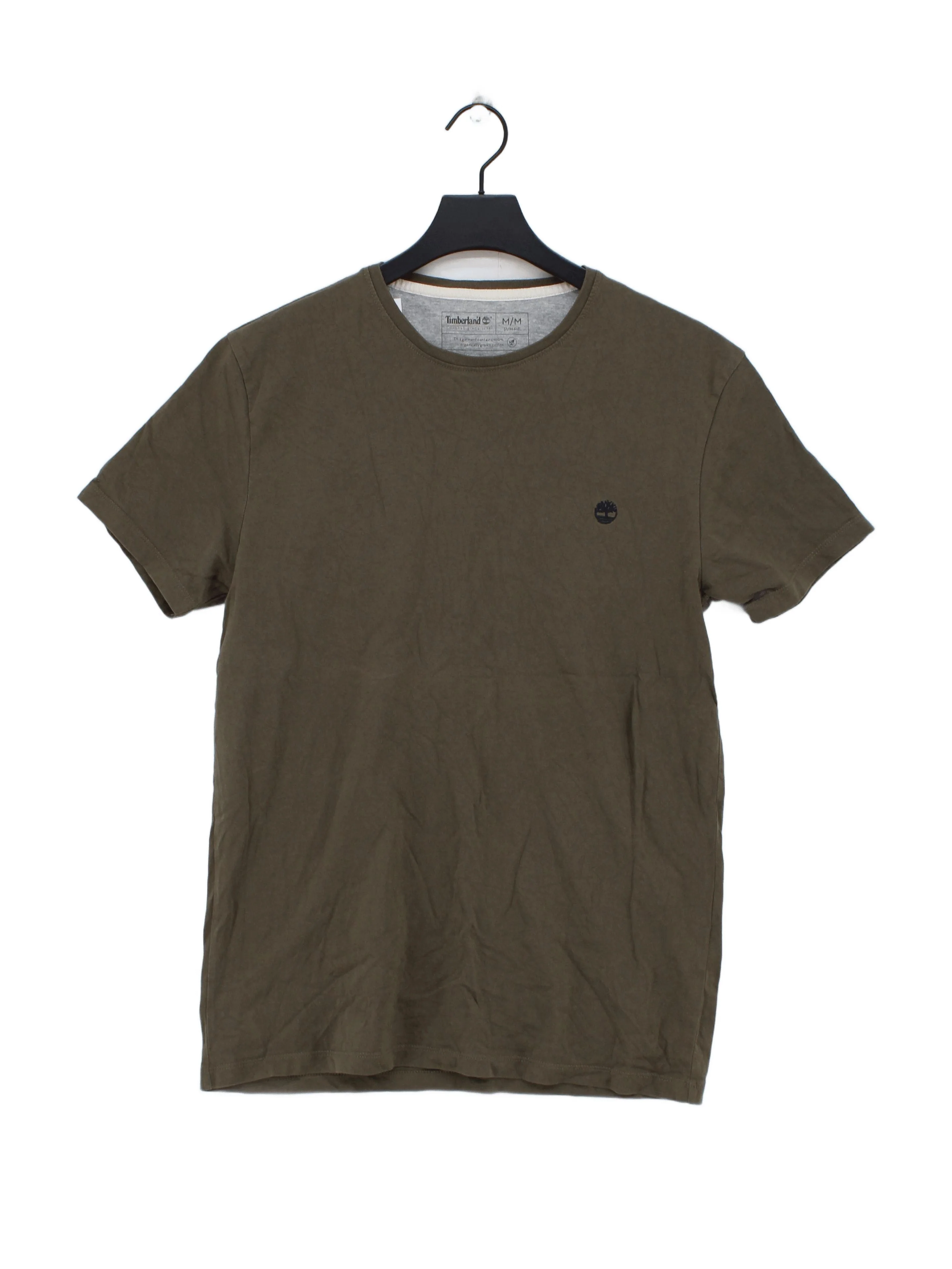 Timberland Men's T-Shirt M Green 100% Cotton Basic