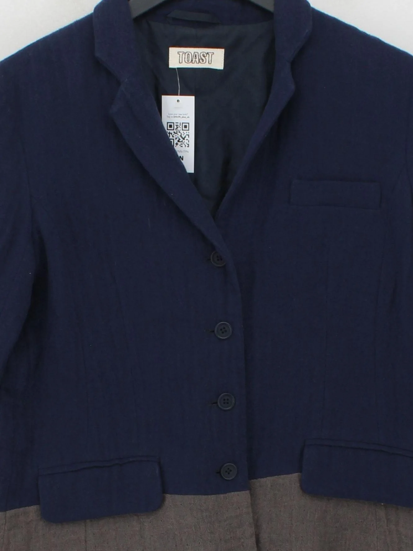 Toast Women's Blazer UK 12 Blue Linen with Cotton, Acetate Overcoat - Image 3