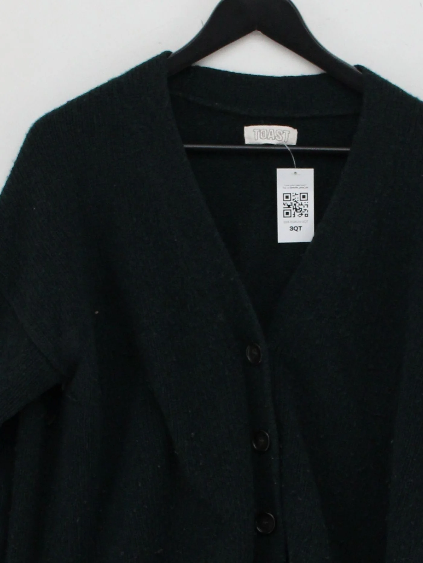 Toast Women's Cardigan L Green 100% Wool V-Neck Cardigan - Image 3