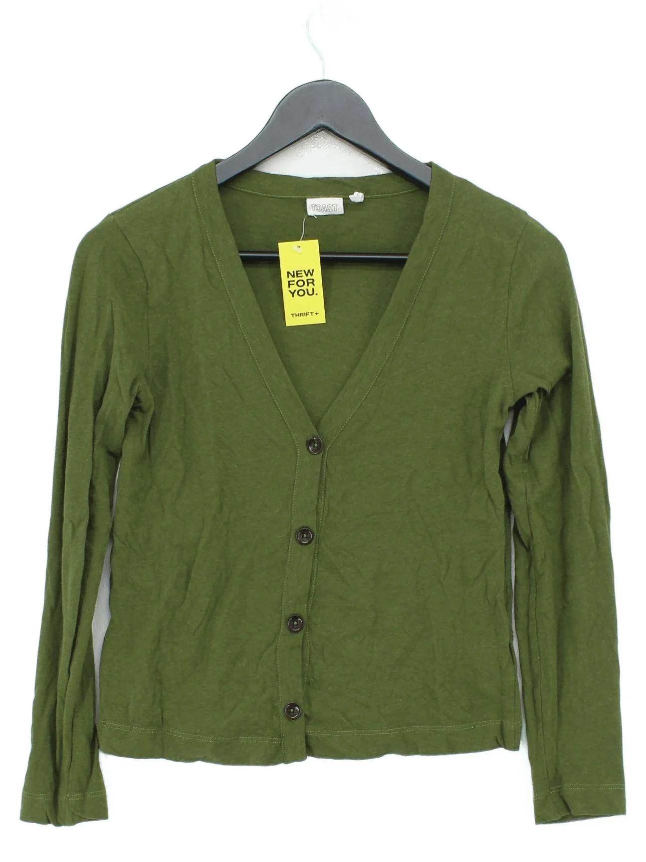 Toast Women's Cardigan XS Green Cotton with Rayon V-Neck Cardigan