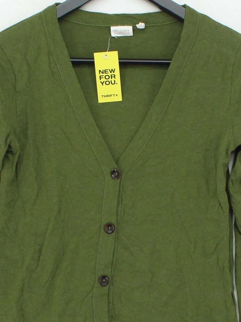 Toast Women's Cardigan XS Green Cotton with Rayon V-Neck Cardigan - Image 3