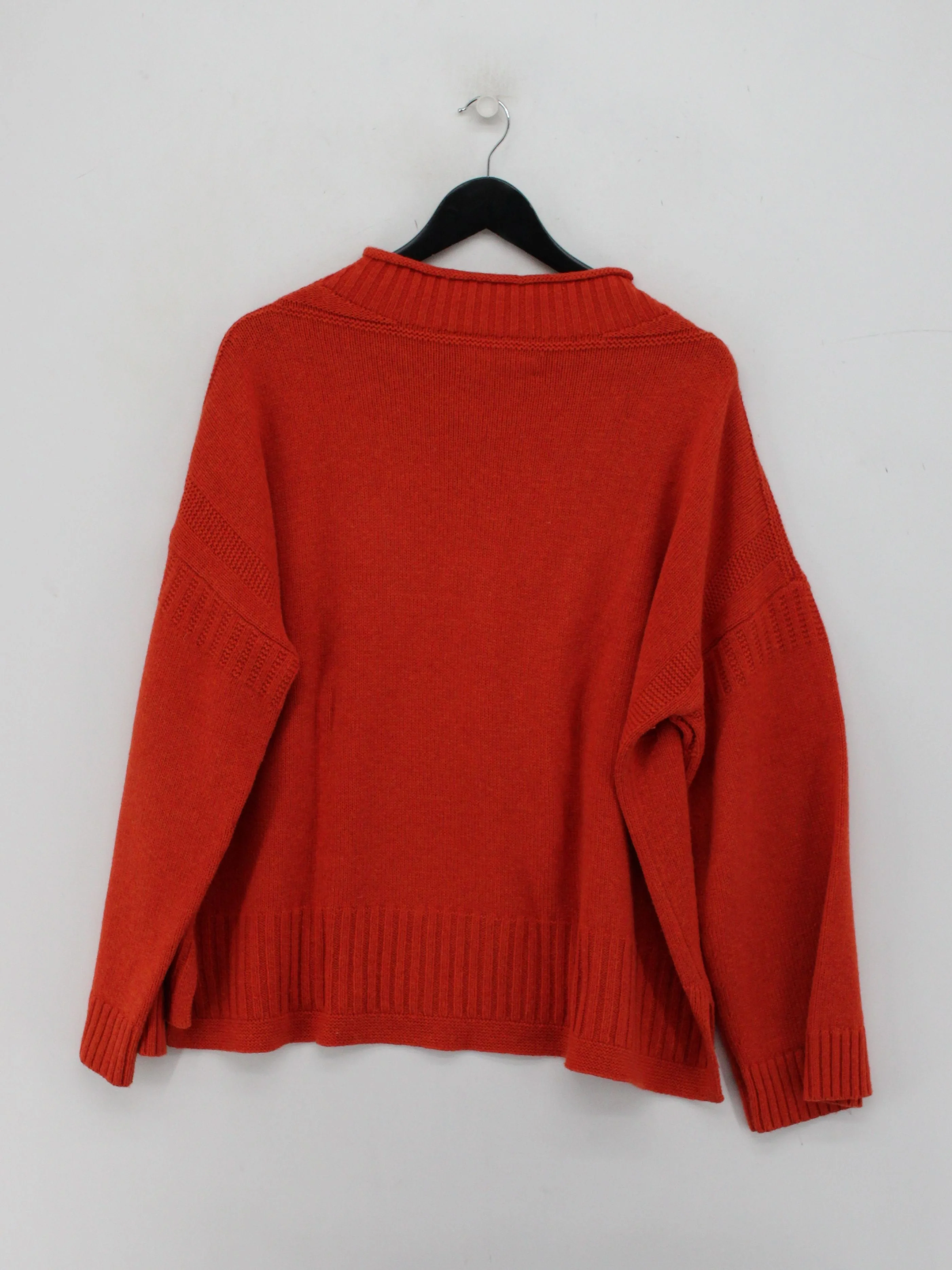 Toast Women's Jumper XL Orange Wool with Cotton High Neck Pullover - Image 2