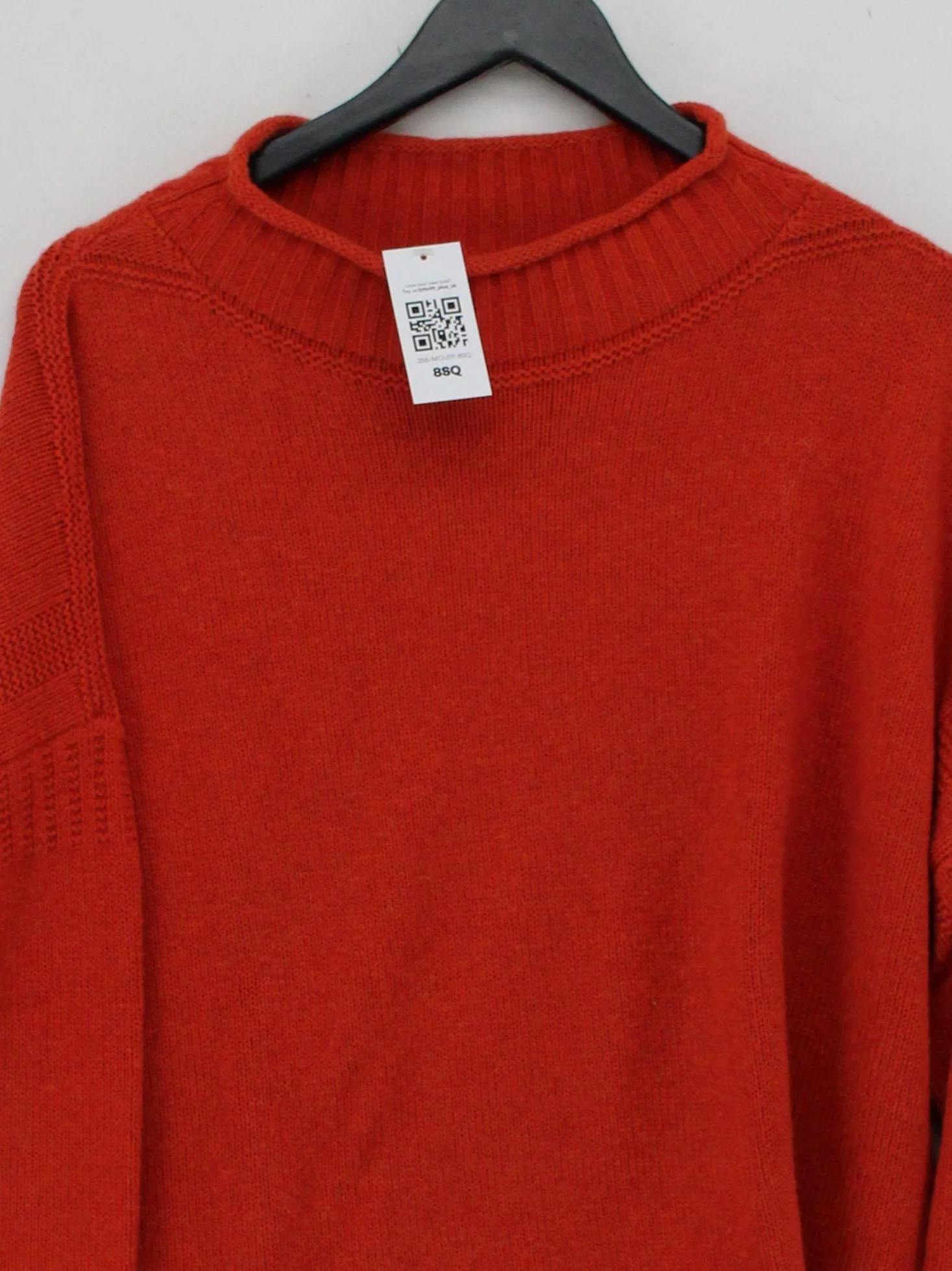 Toast Women's Jumper XL Orange Wool with Cotton High Neck Pullover - Image 3