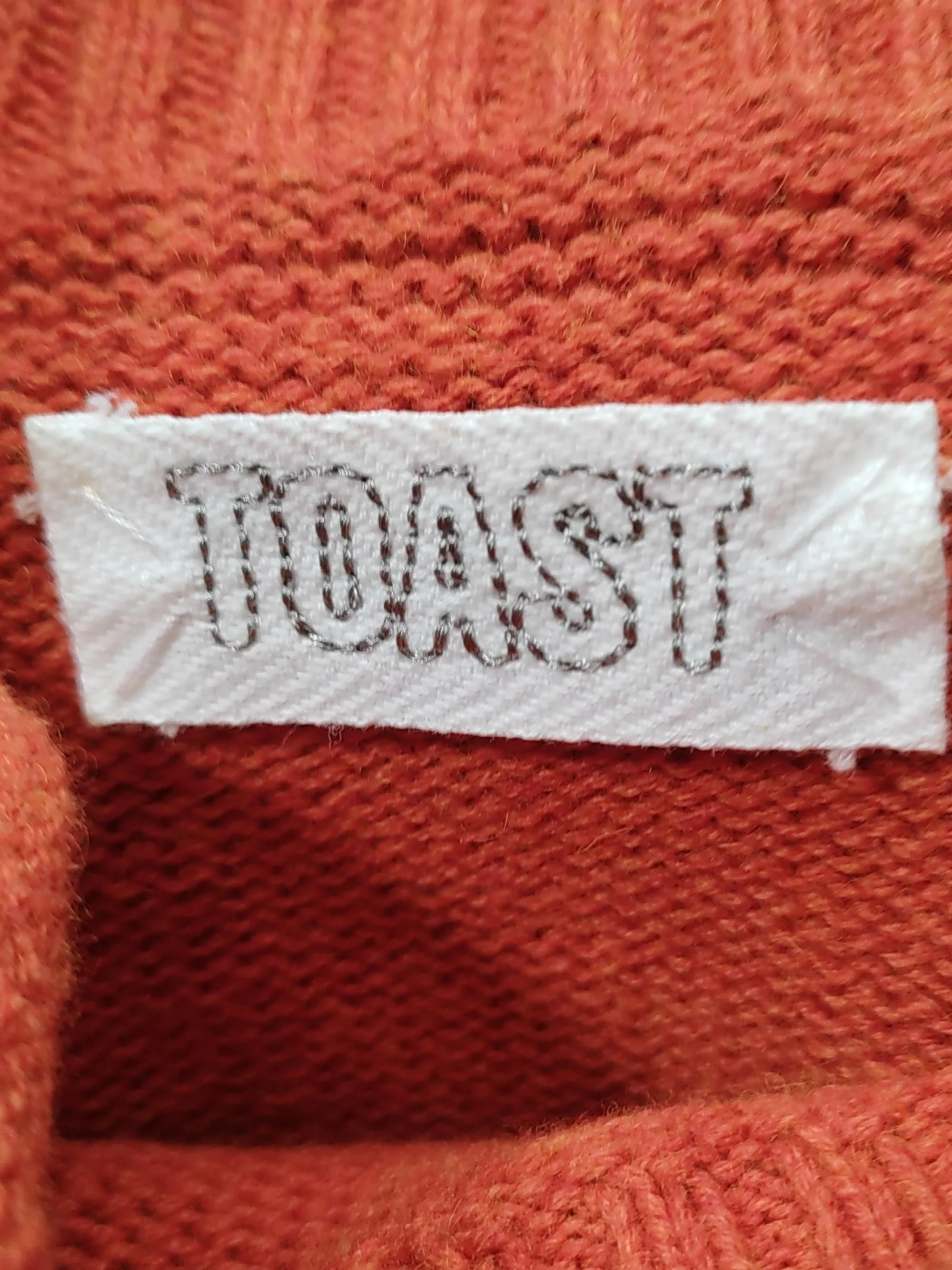 Toast Women's Jumper XL Orange Wool with Cotton High Neck Pullover - Image 5