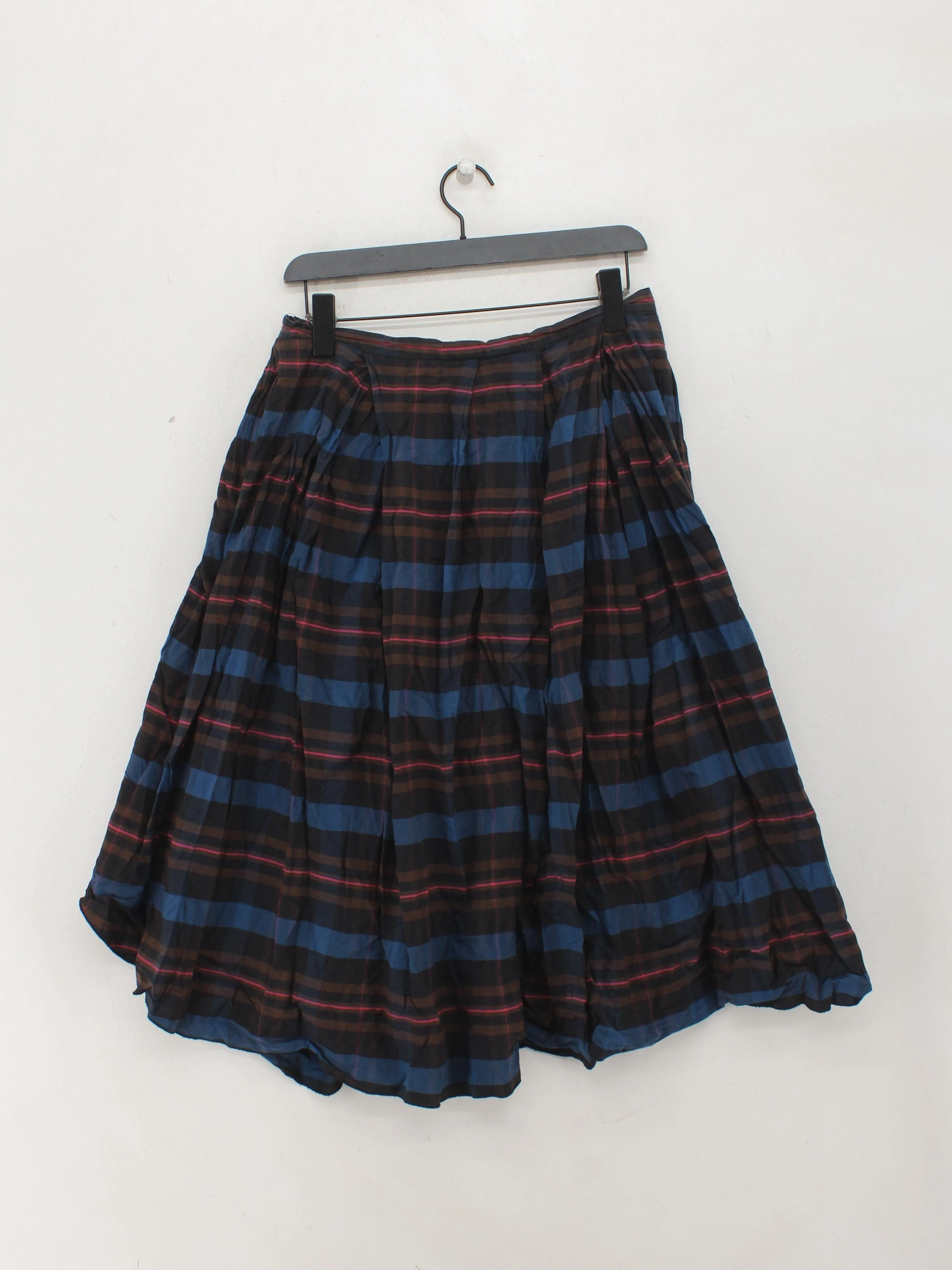 Toast Women's Midi Skirt M Multi Checkered 100% Cotton Midi Pleated - Image 2