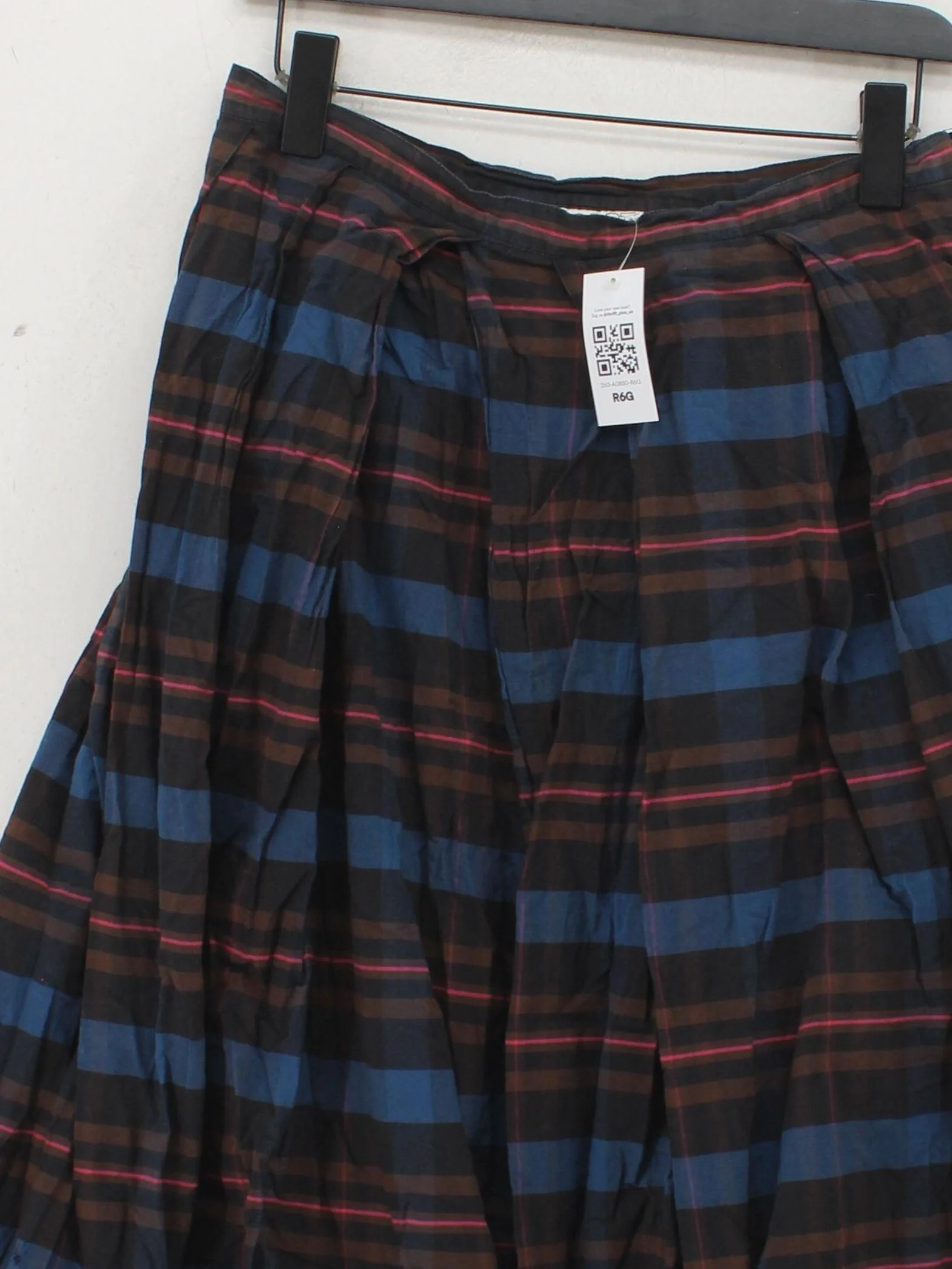 Toast Women's Midi Skirt M Multi Checkered 100% Cotton Midi Pleated - Image 3