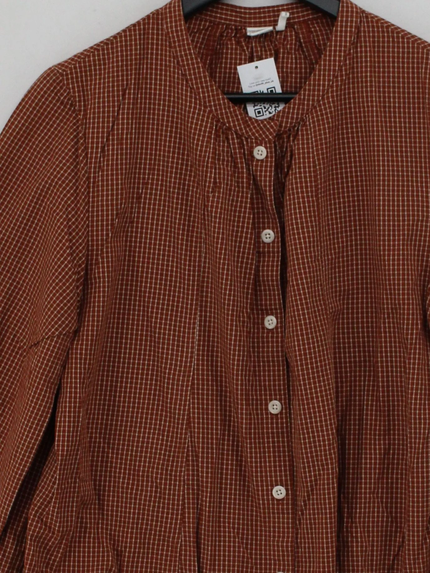 Toast Women's Shirt L Brown Striped 100% Cotton Long Sleeve Round Neck Basic - Image 3