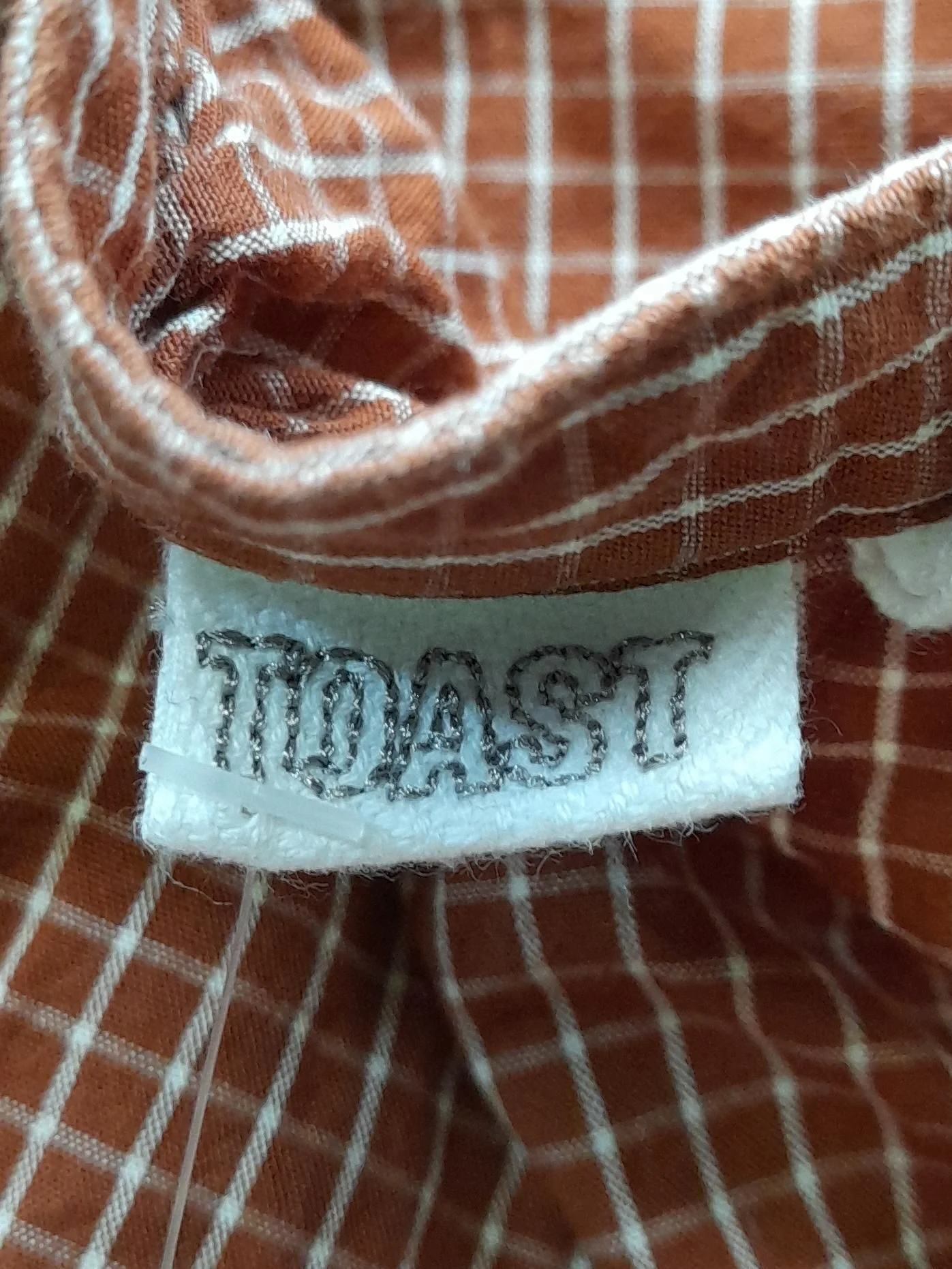 Toast Women's Shirt L Brown Striped 100% Cotton Long Sleeve Round Neck Basic - Image 5